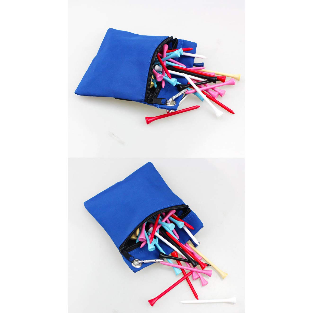 Premium Nylon Golf Tee Storage Pouch with Zipper & Carabiner - Unisex Blue Golf Tee Holder for Men & Women | Perfect for Golf Course, Driving Range & Tournament Play