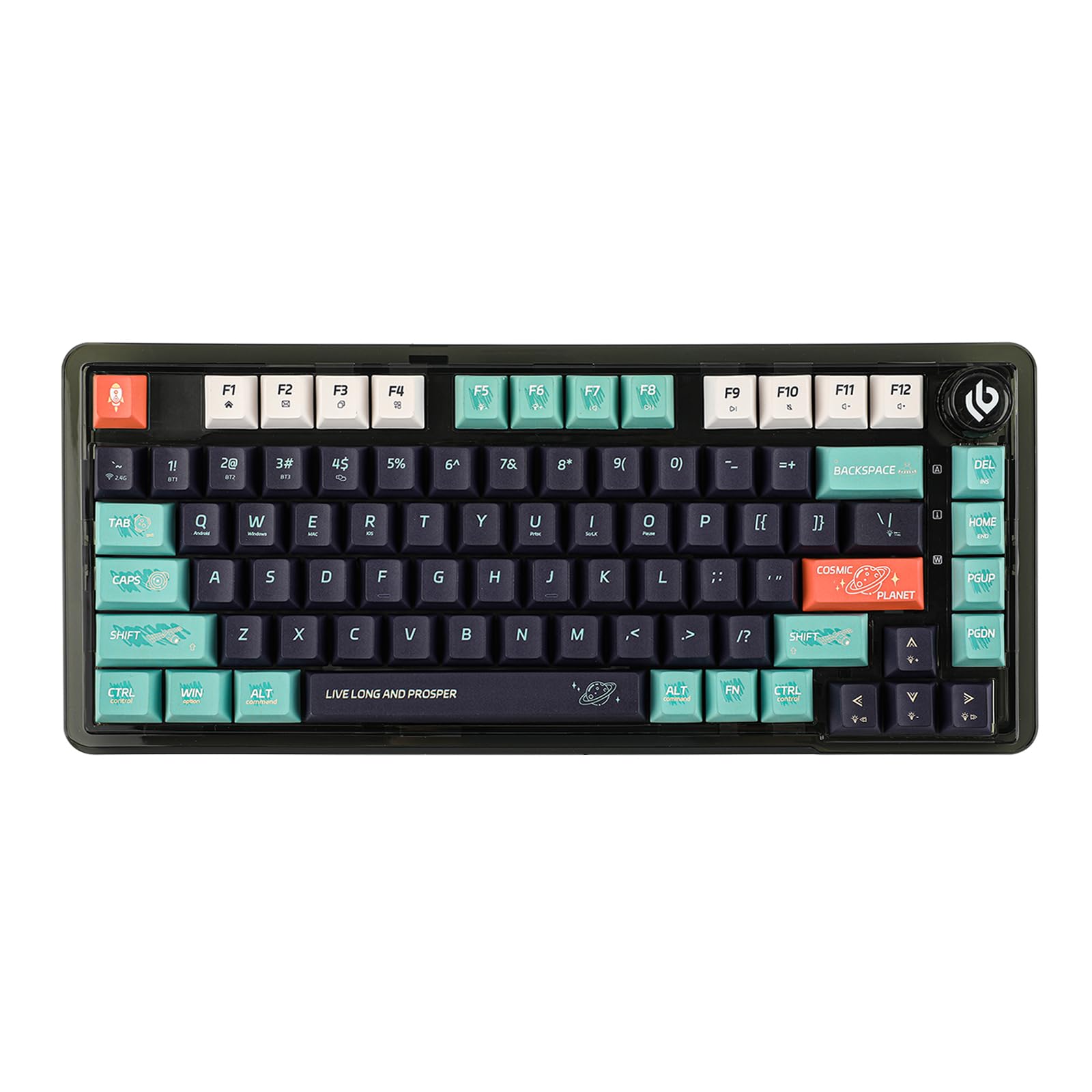 EPOMAKER x LEOBOG K81 Wireless Mechanical Keyboard - Gasket-Mounted Custom Design with Knob, Bluetooth 5.0/2.4Ghz/USB-C Connectivity, Hot-Swappable Switches, NKRO for Gaming & Typing - Compatible with Windows/Mac (Star Travel Edition, Ice Crystal Switch) - Perfect for Esports, Office Work & Content Creation