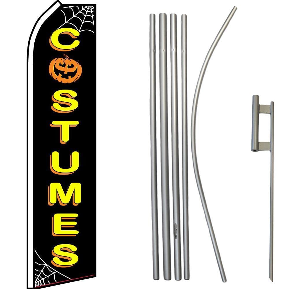 PIÑATAS OLE Halloween Black & Yellow Swooper Flag - 16ft Flagpole Kit with Ground Spike for Outdoor Decorations | Perfect for Halloween Parties, Yard Decor, and Seasonal Celebrations