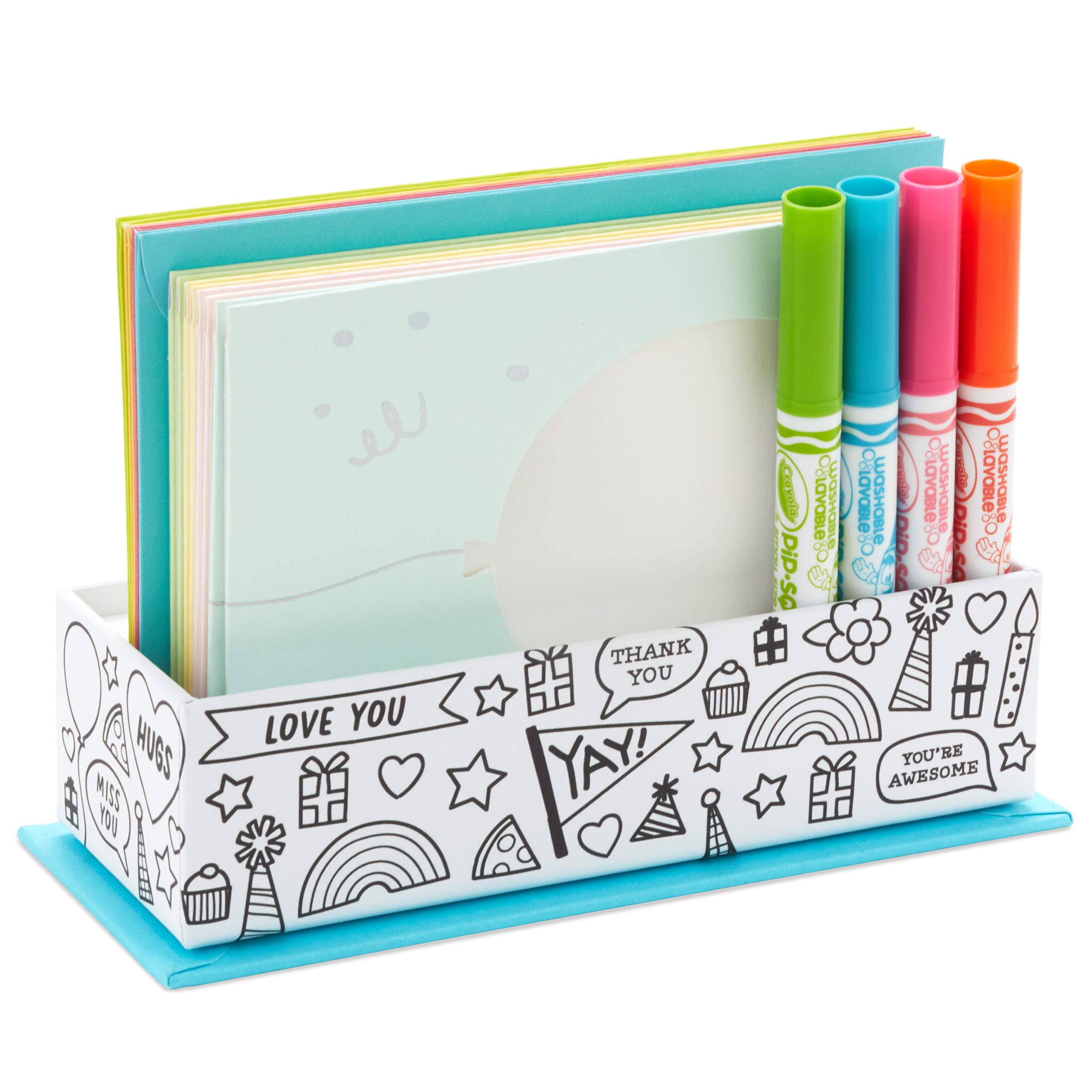Crayola Coloring Cards Assortment - 8 DIY Thank You & Blank Greeting Cards with Envelopes & Markers - Perfect for Kids' Crafts, Birthday Gifts & Handmade Card Making
