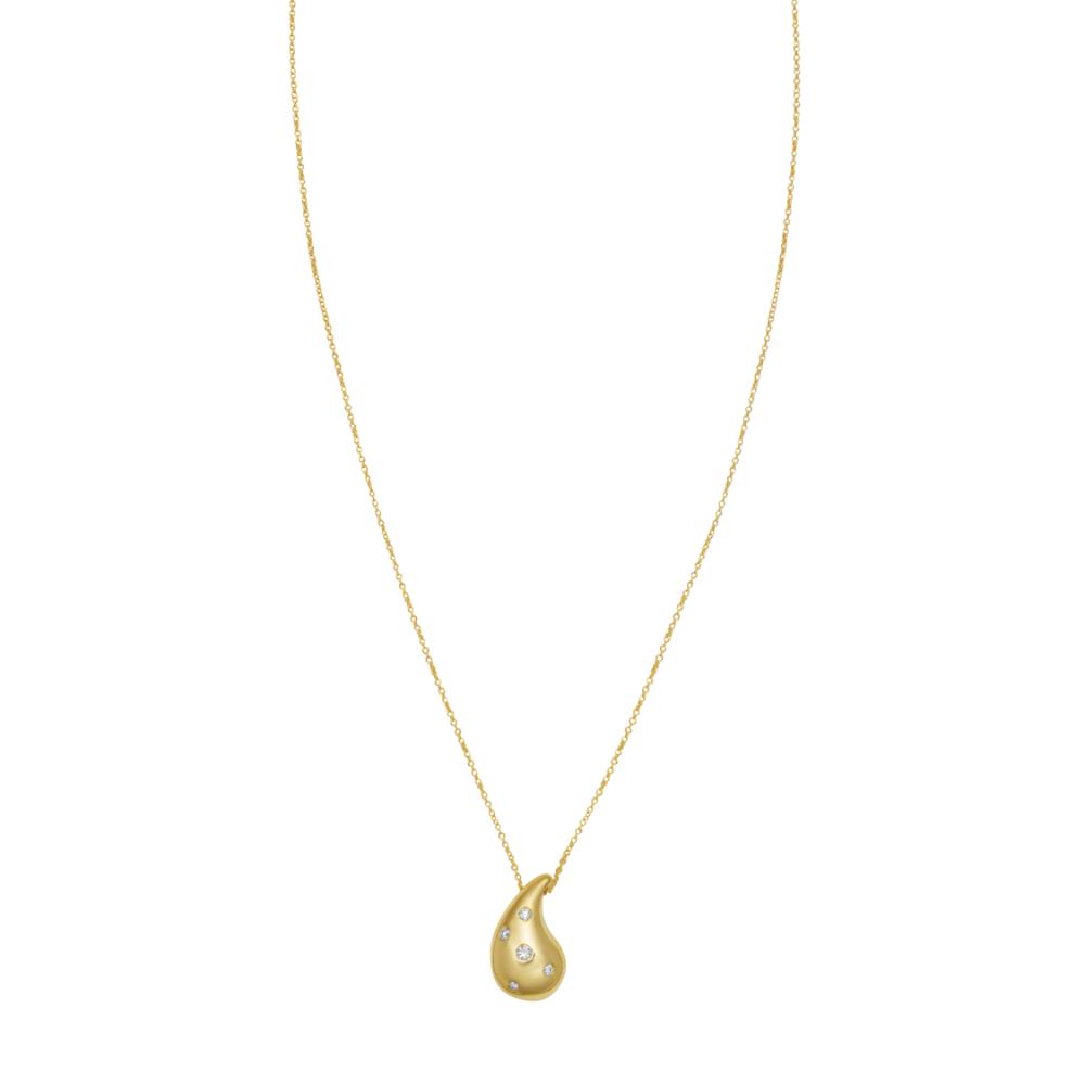 14K Gold Diamond Raindrop Pendant Necklace for Women - Elegant Dainty Jewelry Gift for Birthday, Anniversary & Valentine's Day