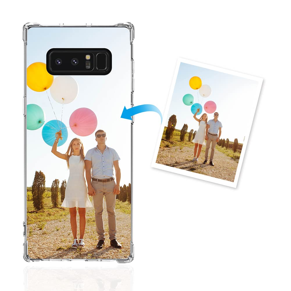 Custom Samsung Galaxy Note 8 Phone Case - Personalized Soft TPU Slim Bumper Cover with Anti-Scratch & Shockproof Protection | Multi-Photo Collage & Text Name Design | Perfect Birthday Christmas Gift for Her Him | Clear Protective Case for Everyday Use, Travel & Work