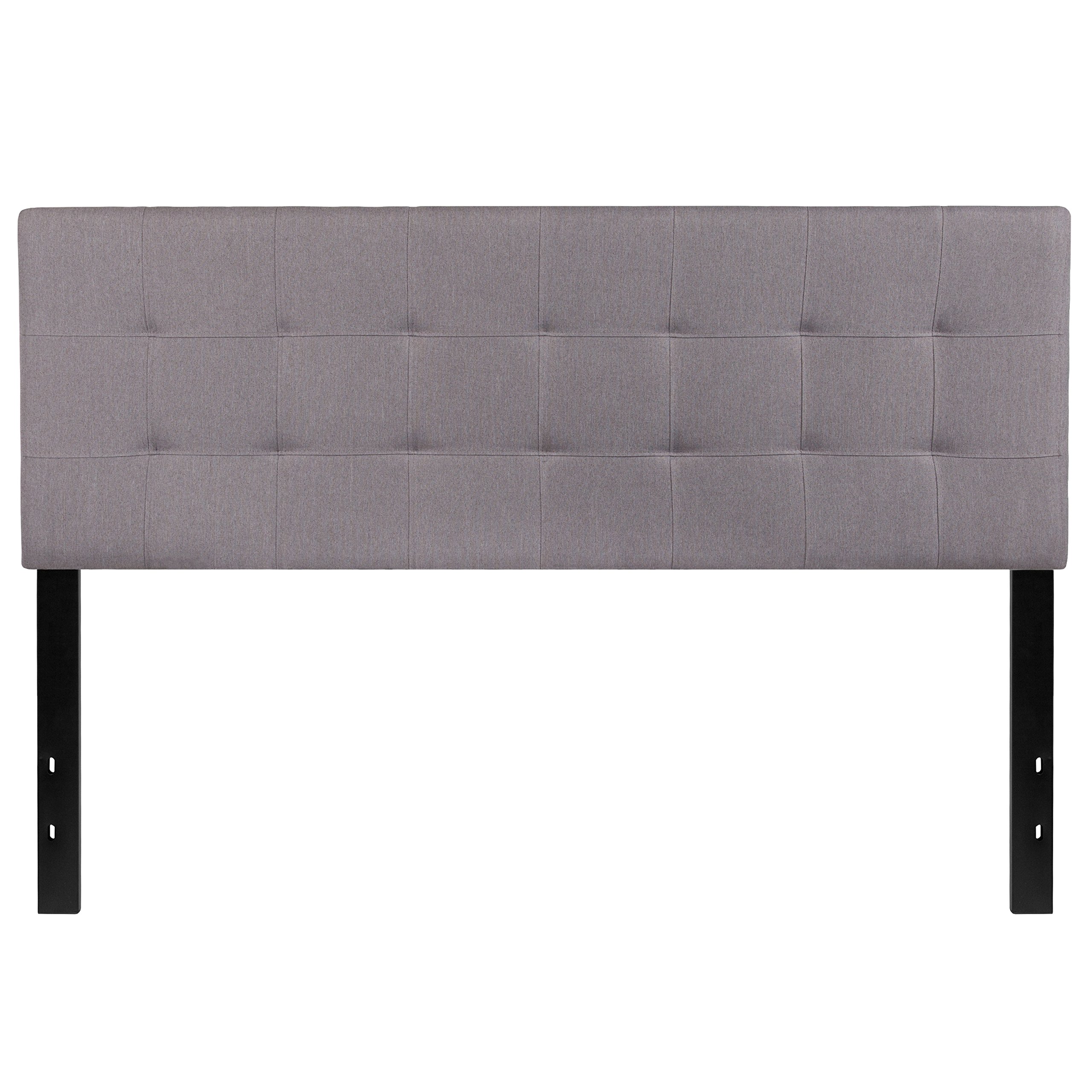 Quilted Tufted Queen Size Headboard - Light Gray Upholstered Fabric for Bedroom Decor | Elegant Bed Frame Accent for Master & Guest Rooms