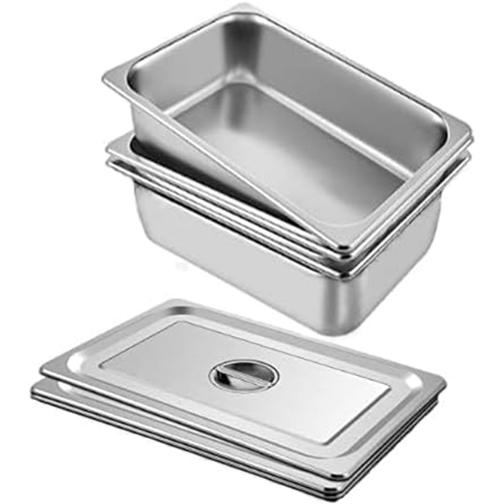 GARVEE 3-Pack Stainless Steel Food Pan with Lid - 6