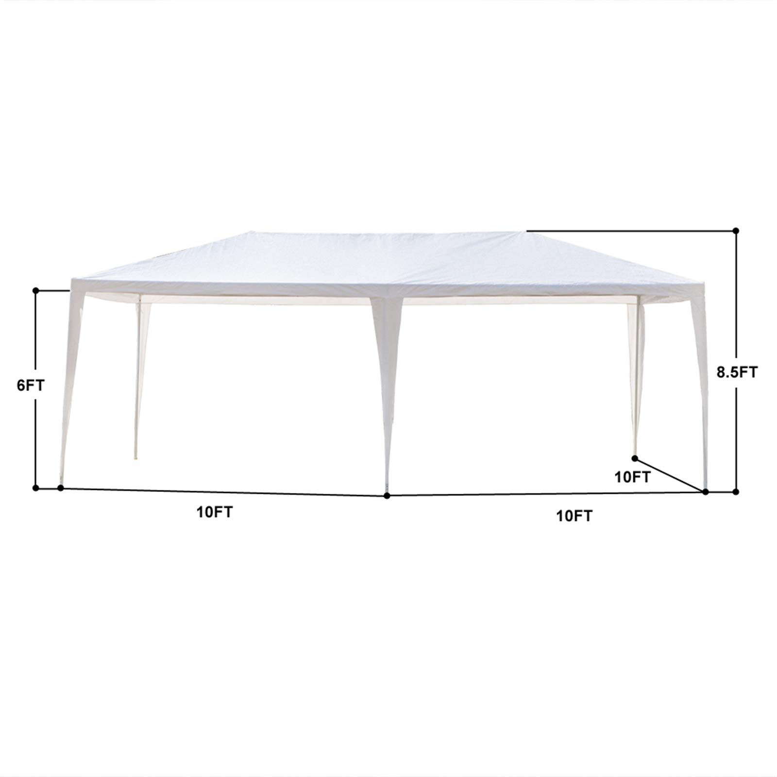 10'x20' Waterproof Outdoor Gazebo Canopy Tent with Removable Side Walls & Spiral Tubes - Perfect for Weddings, Parties, Camping, Market Stalls & Commercial Events