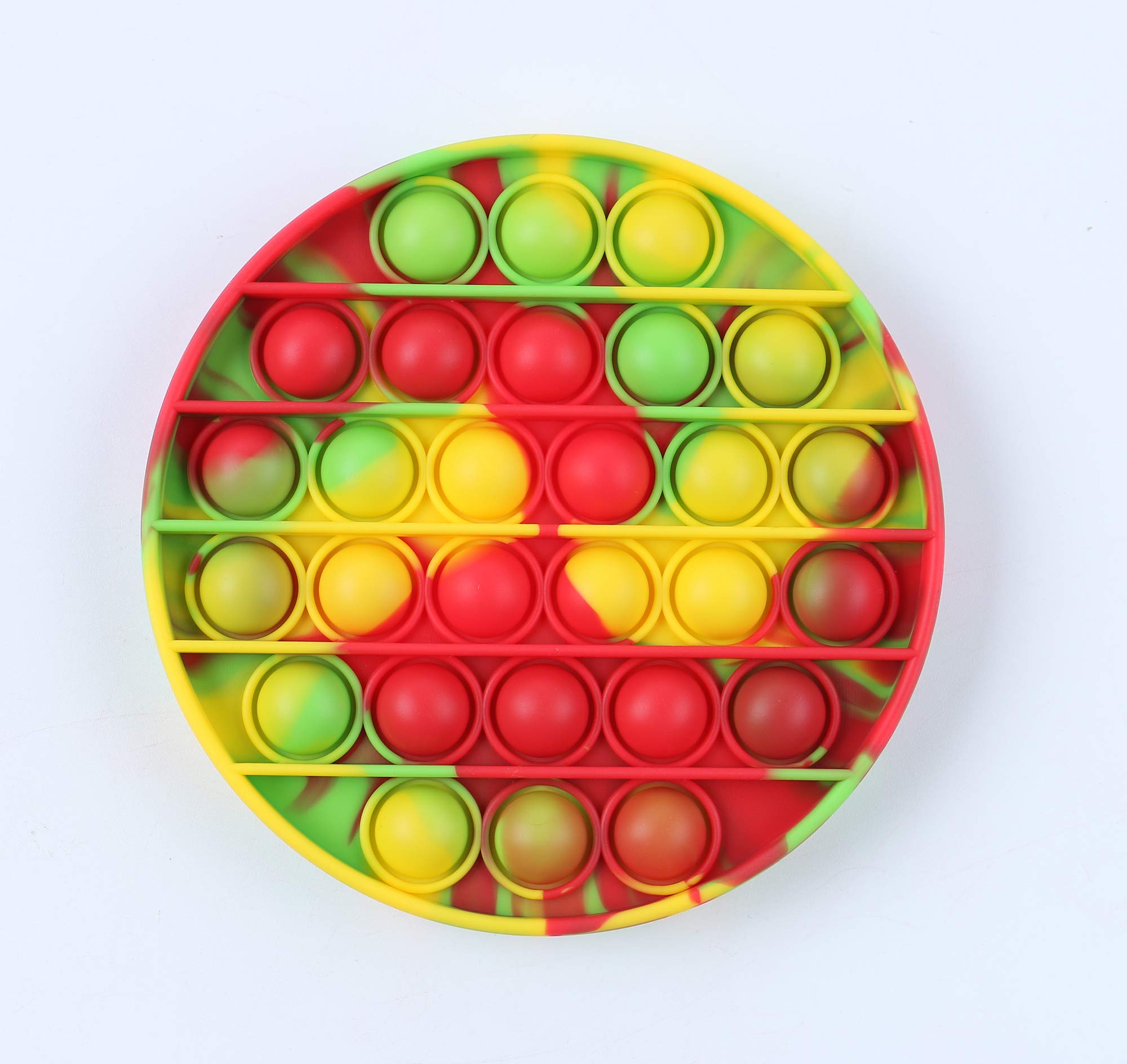 Pop Fidget Sensory Toys for Anxiety Relief - Push Bubble Stress Reliever Toy for Kids & Adults (Tie Dye Round Design, 4.9x4.9x0.6 Inch) - Perfect for Office, Classroom, Travel & ADHD Focus Aid