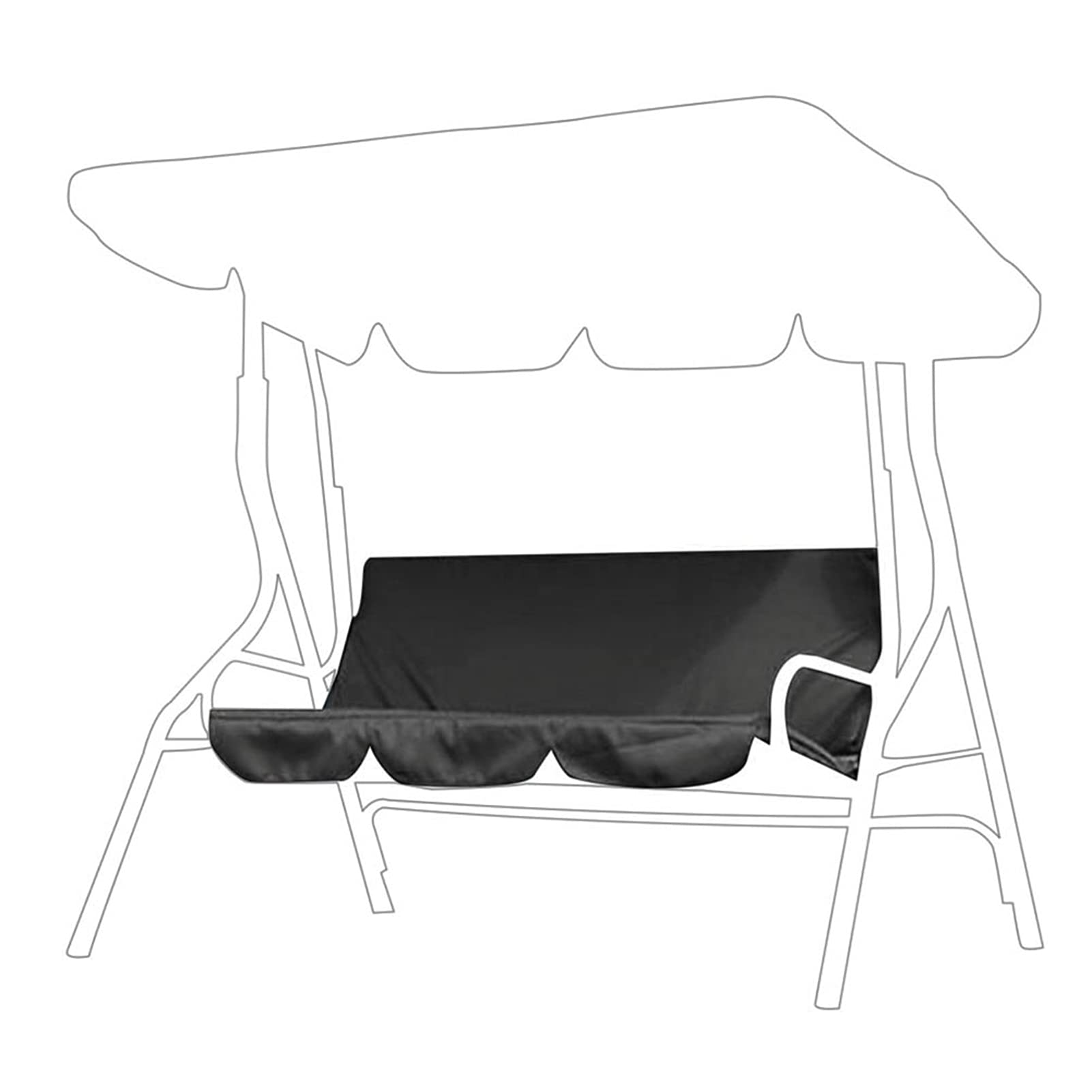 Premium 3-Seater Porch Swing Cushion Cover - 190T Polyester Taffeta Replacement Cushions for Outdoor Patio Swing (150x50x10cm, Black) - Weather-Resistant & Comfortable for Garden, Deck, and Backyard Relaxation