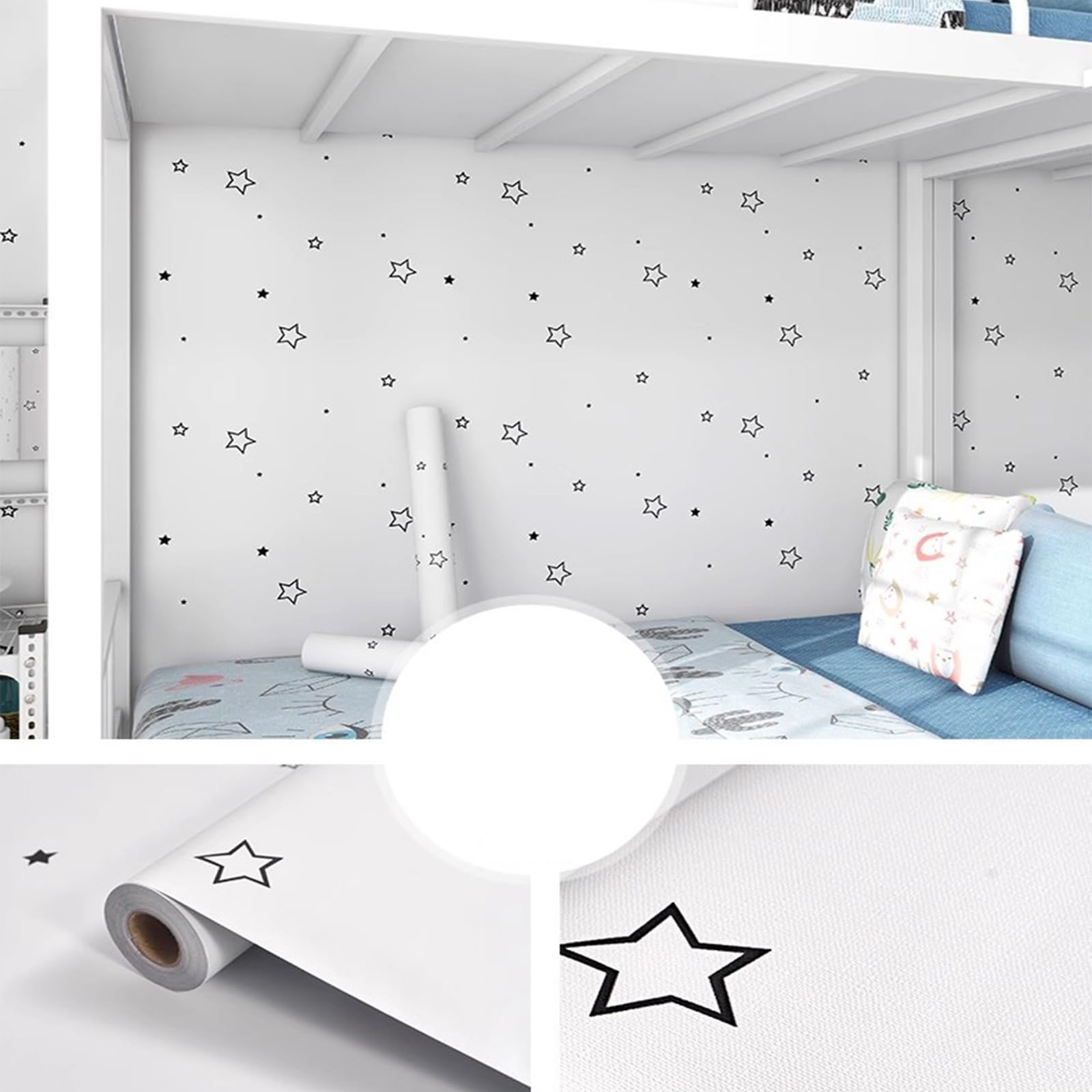 Waterproof Self-Adhesive Peel and Stick Wallpaper - Removable Vinyl Wallpaper for Bedroom, Kitchen, Bathroom - Easy to Install & Remove - White, 0.6x3m - Perfect for Home Decor & DIY Projects