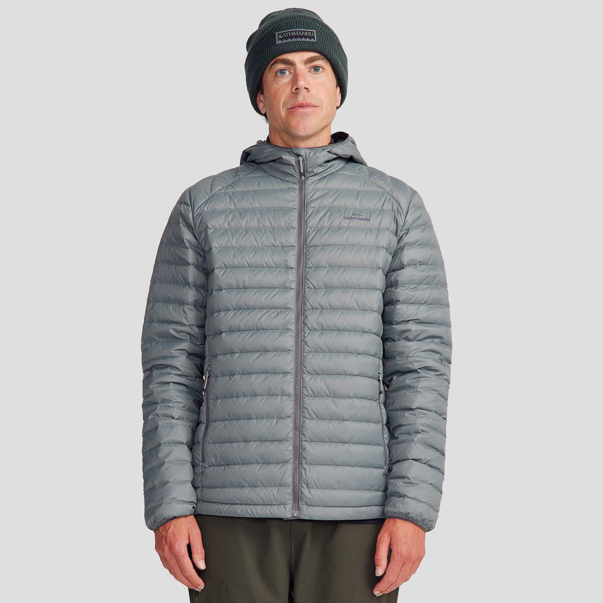 Men's Heli Down Hooded Jacket V3 - Lightweight Warm Winter Coat for Outdoor Activities | Moon Color | Perfect for Hiking, Camping & Cold Weather Adventures