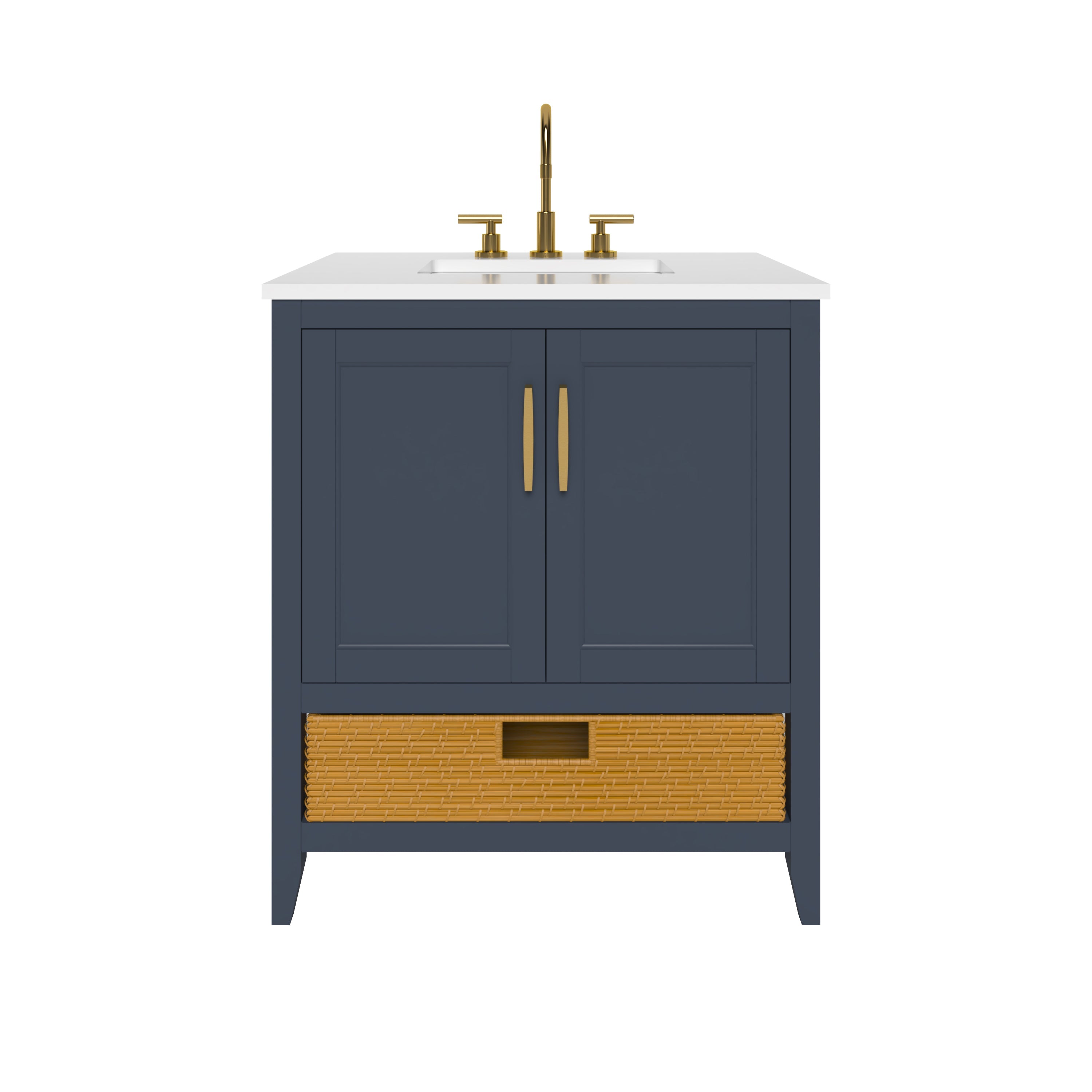 Nermé New York 29.5 Inch Blue Bathroom Vanity Cabinet - Modern Bathroom Storage Solution for Small Spaces, Apartments & Powder Rooms