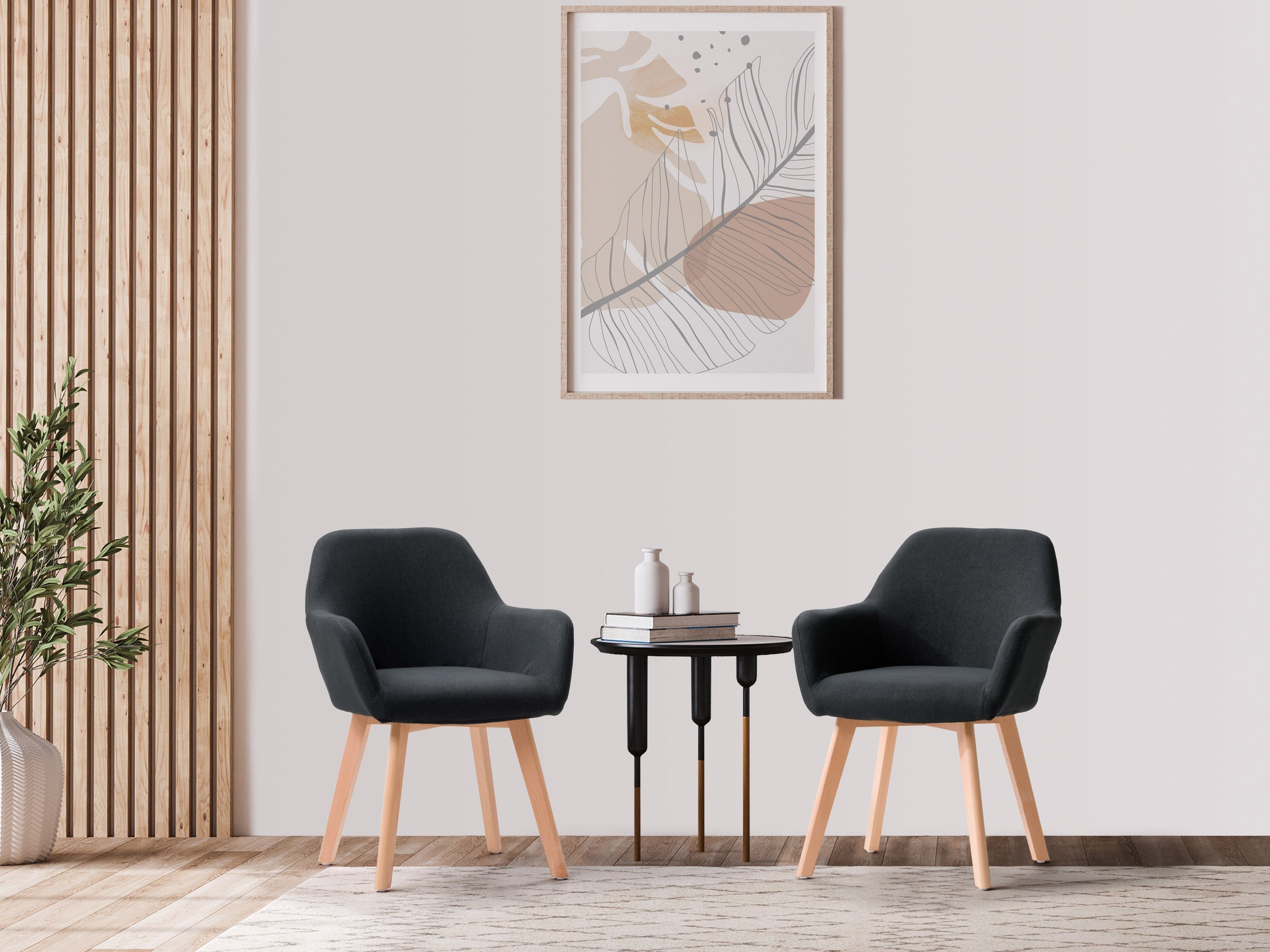 Modern Dark Grey Dining Chairs Set of 2 - Upholstered Kitchen Chairs with Metal Legs for Dining Room, Kitchen, Breakfast Nook & Small Spaces