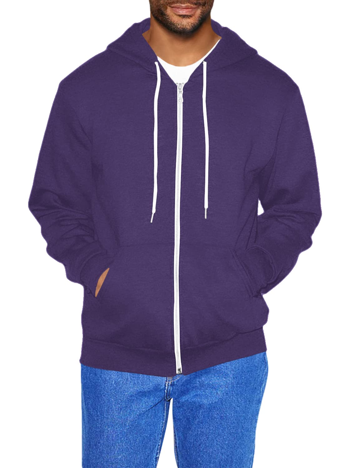 American Apparel Men's Flex Fleece Long Sleeve Zip Hoodie - Soft & Comfortable Pullover for Casual Wear, Gym & Outdoor Activities