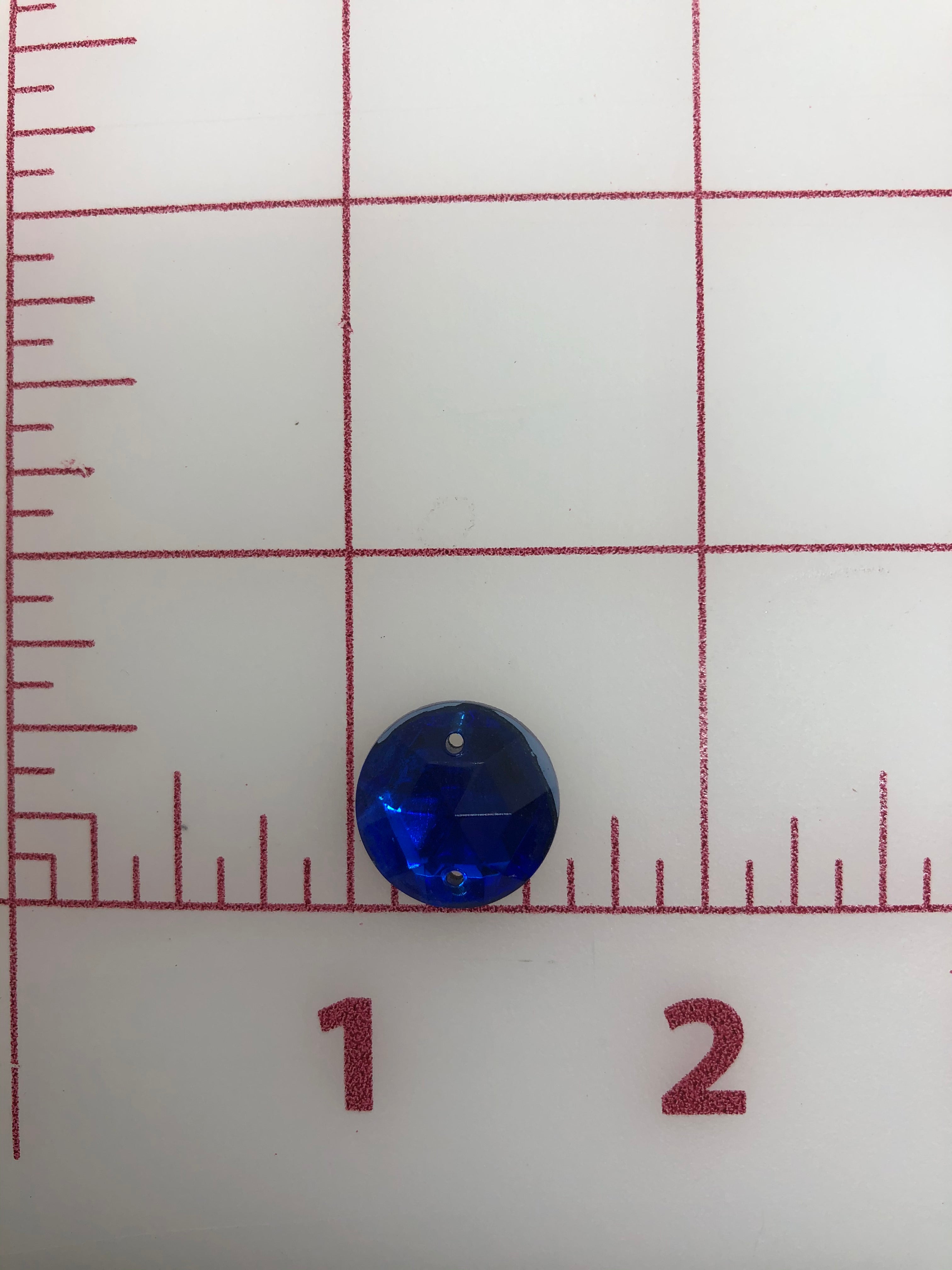 15mm Czech Sapphire Round Rhinestones - 6 Pack for Sewing on Dresses, Costumes & DIY Crafts