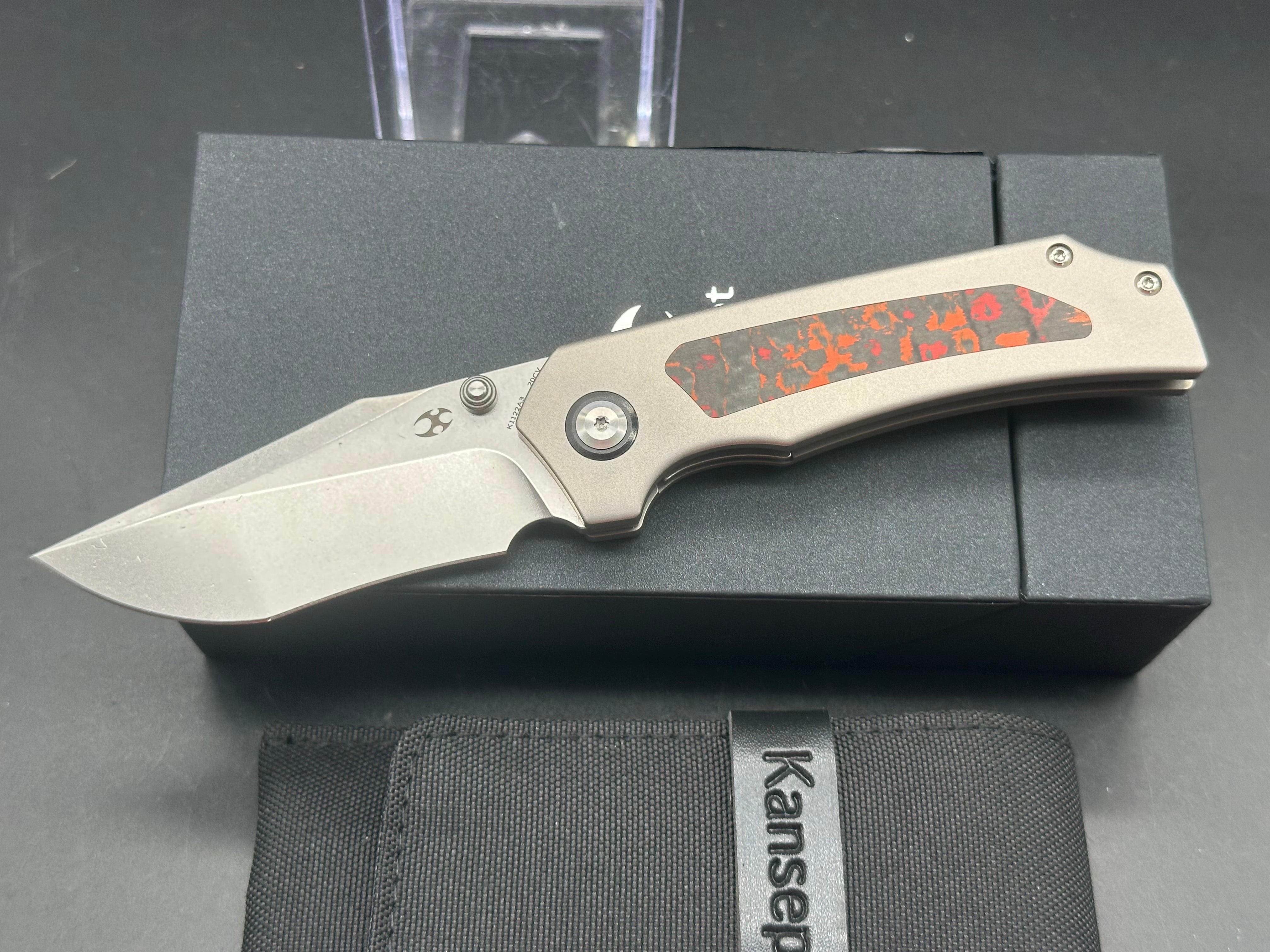 KANSEPT FERMI Folding Knife with FatCarbon Mars Valley Carbon Fiber Handle - EDC Pocket Knife for Outdoor, Camping, and Everyday Carry