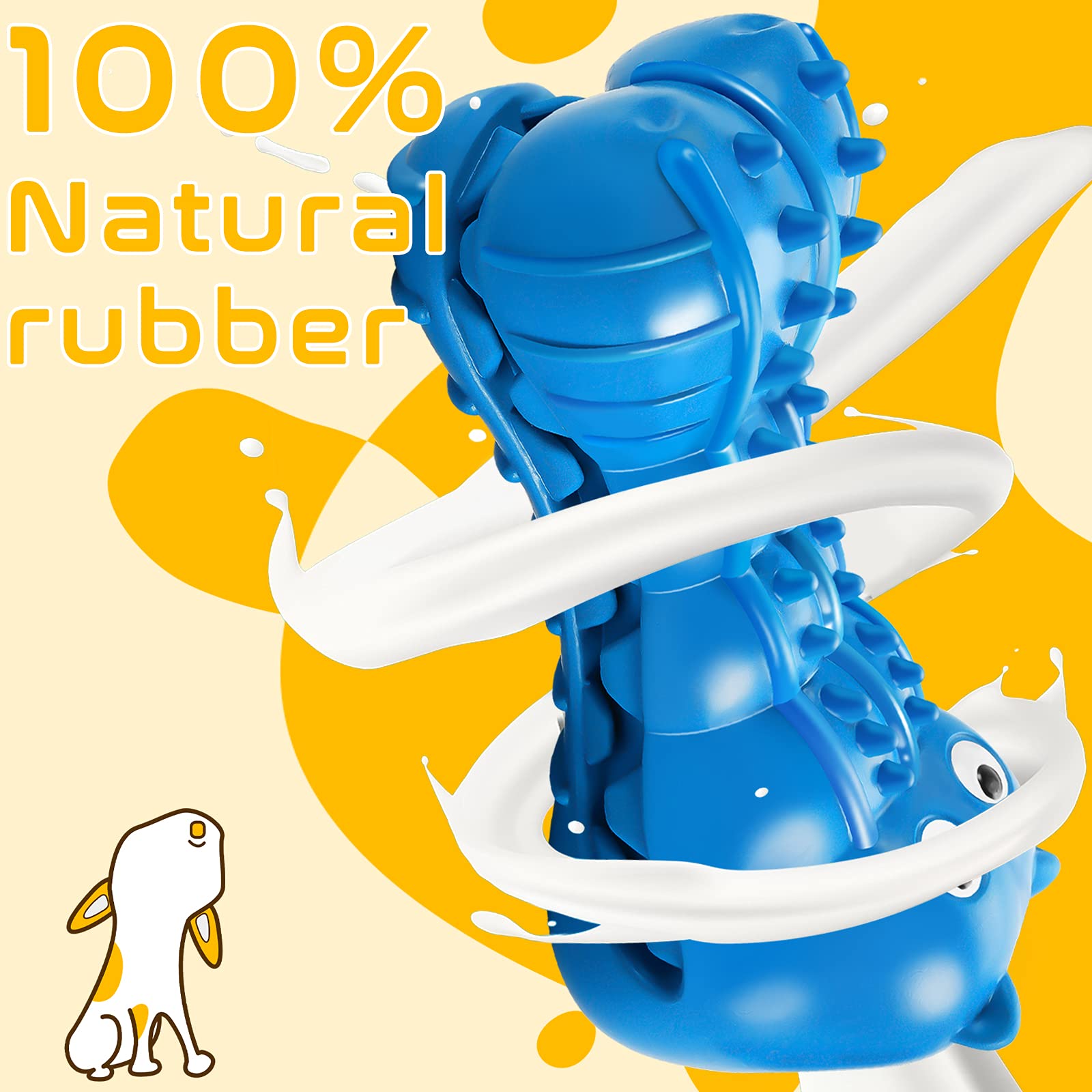 **Rmolitty Indestructible Squeaky Dog Toys for Aggressive Chewers - Durable Natural Rubber Chew Toys for Large & Medium Breed Dogs - Non-Toxic, Tough & Long-Lasting (Hippo-Blue) - Perfect for Playtime, Training & Teething Relief**