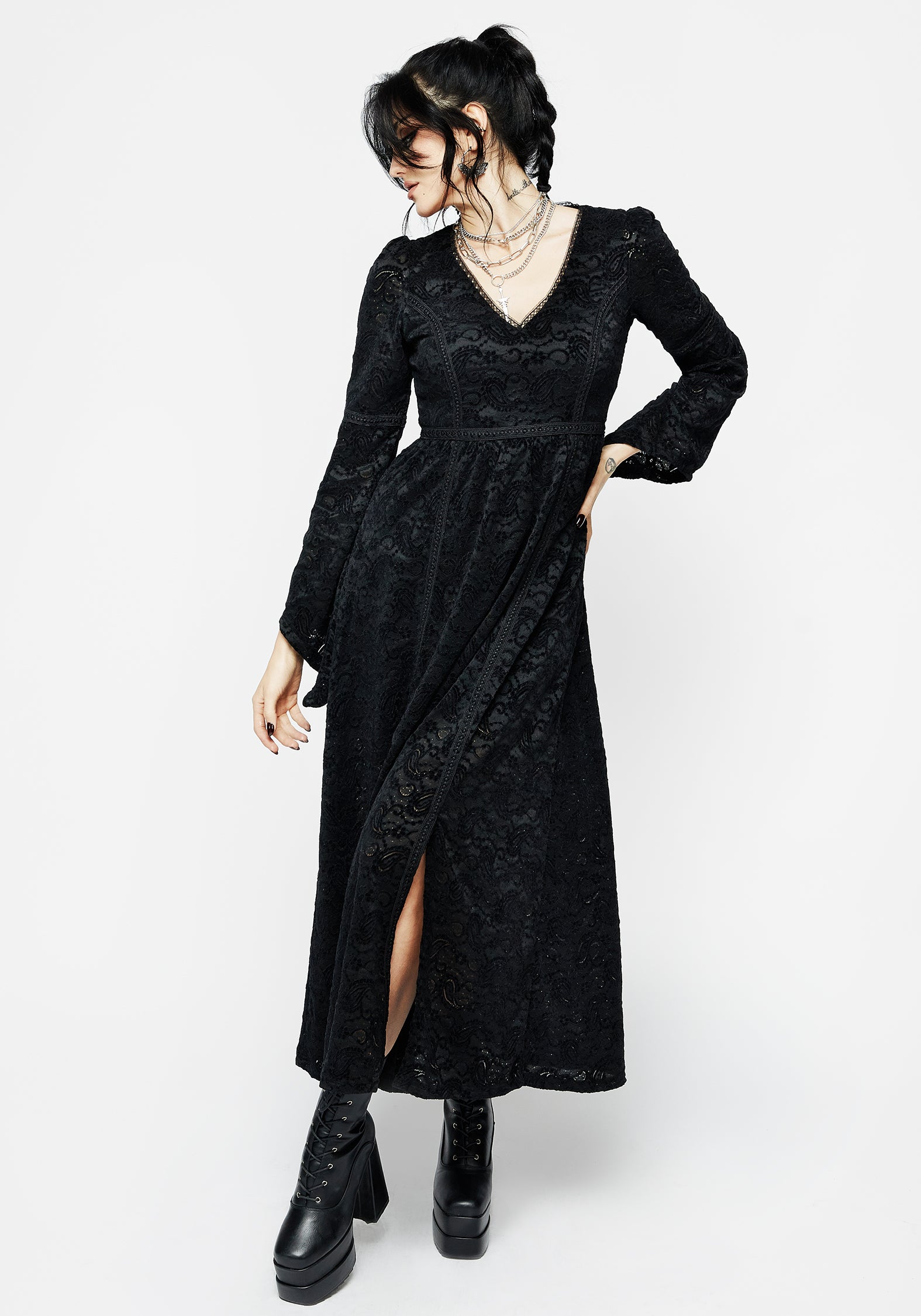 Elegant Perception Lace Maxi Dress for Women - Flowy Bohemian Long Dress with Floral Lace Details | Perfect for Beach Vacations, Summer Weddings & Date Nights
