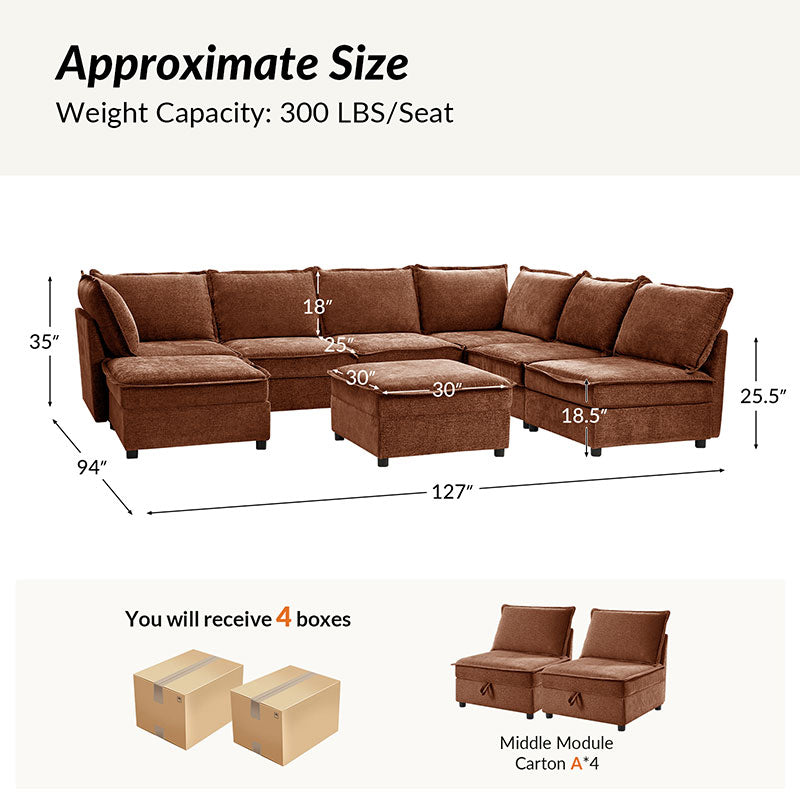 Harmetrix Oversized Soft Sectional Couch with Storage | Modern L-Shaped Sofa Bed with Hidden Compartment | Perfect for Living Room, Family Room & Small Spaces