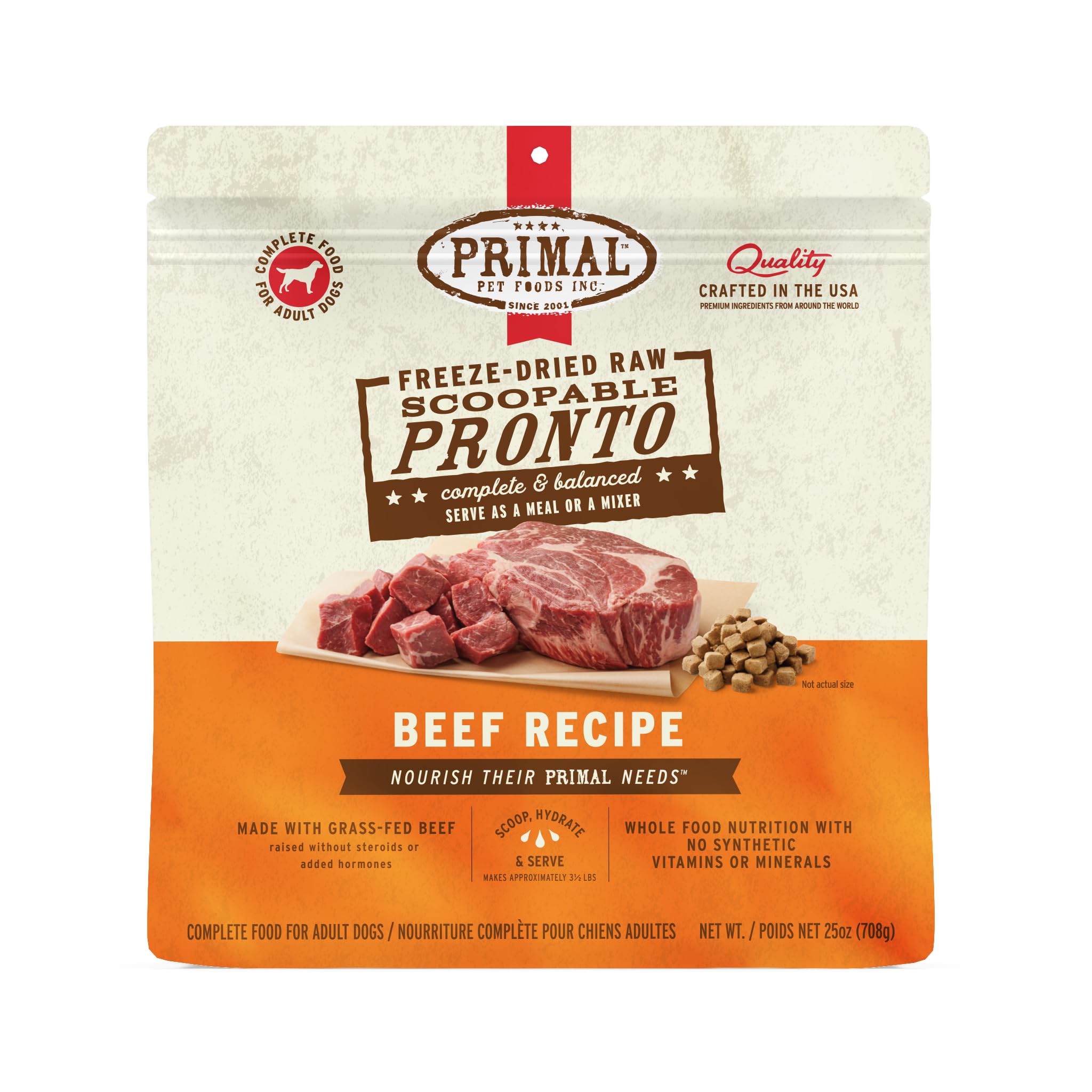 **Primal Freeze-Dried Beef Mini Nuggets Dog Food – Grain-Free, High Protein Raw Diet – Complete & Balanced Meal for Dogs – Scoop & Serve, Topper, or Treat – Healthy & Premium (25 oz) – Perfect for Active Dogs, Training Rewards & Digestive Health**