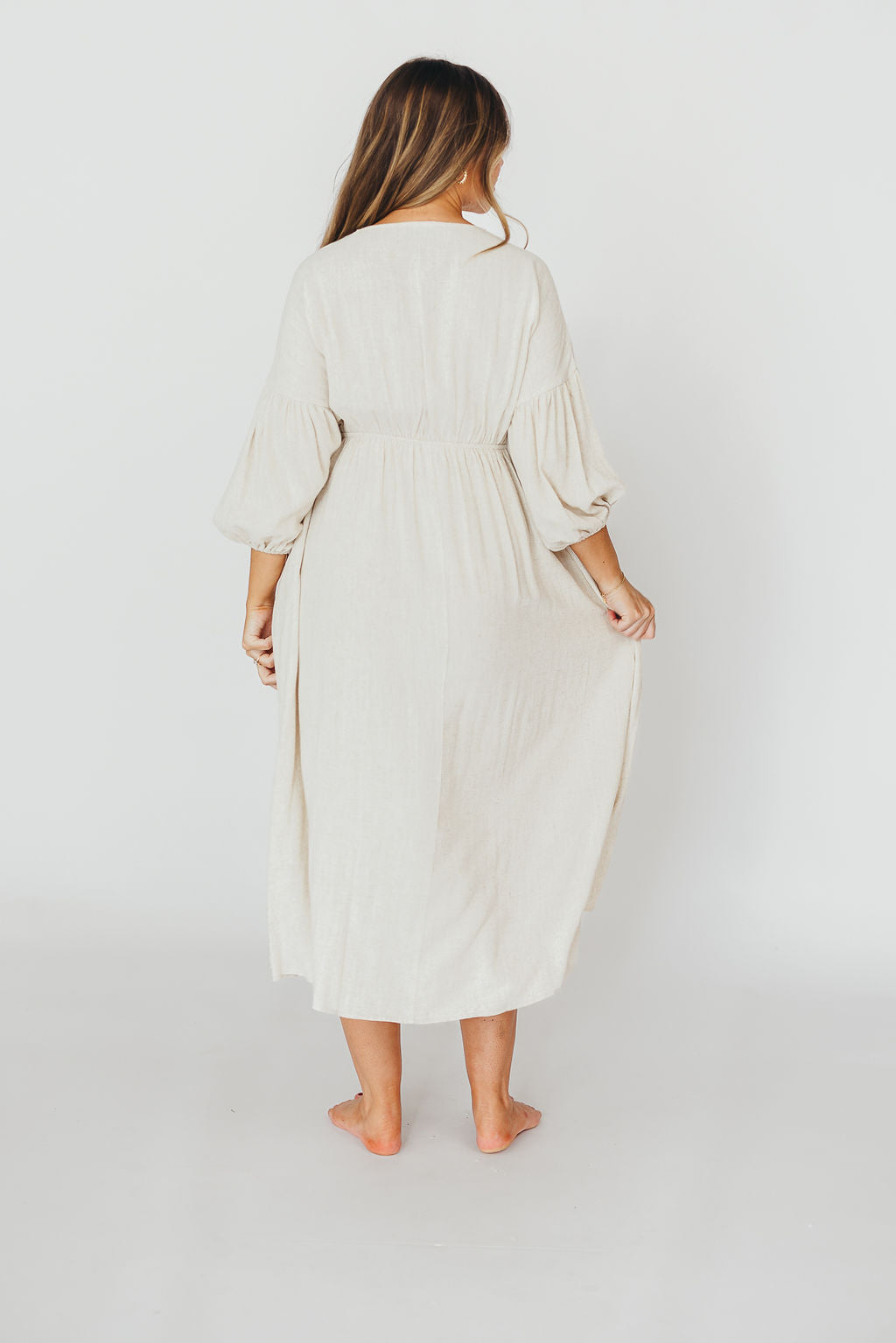 Hunter 100% Cotton Gauze Midi Dress in Soy - Bump Friendly Maternity Dress for Pregnancy, Nursing & Postpartum - Perfect for Summer, Beach & Casual Wear