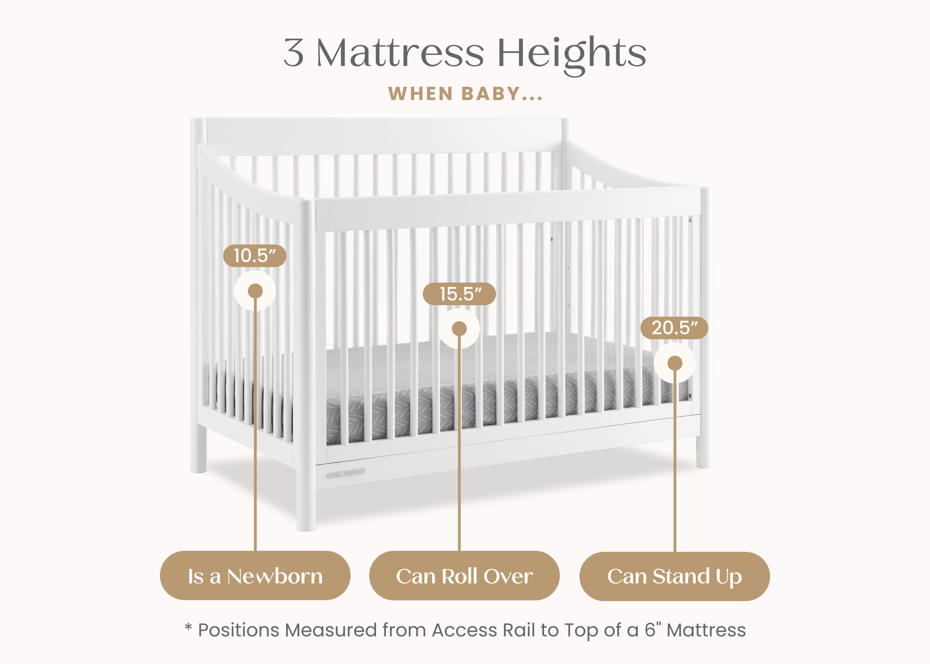 Brooks 6-in-1 Convertible Baby Crib - Toddler Bed, Daybed & Full-Size Bed - Safe Nursery Furniture for Newborns & Kids - Perfect for Bedrooms, Daycare & Guest Rooms