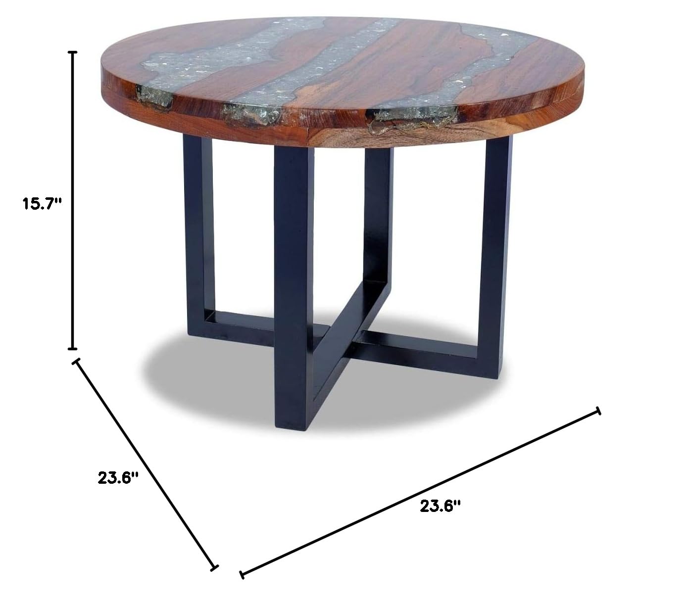 Handmade Solid Teak Wood Round Coffee Table - 23.6