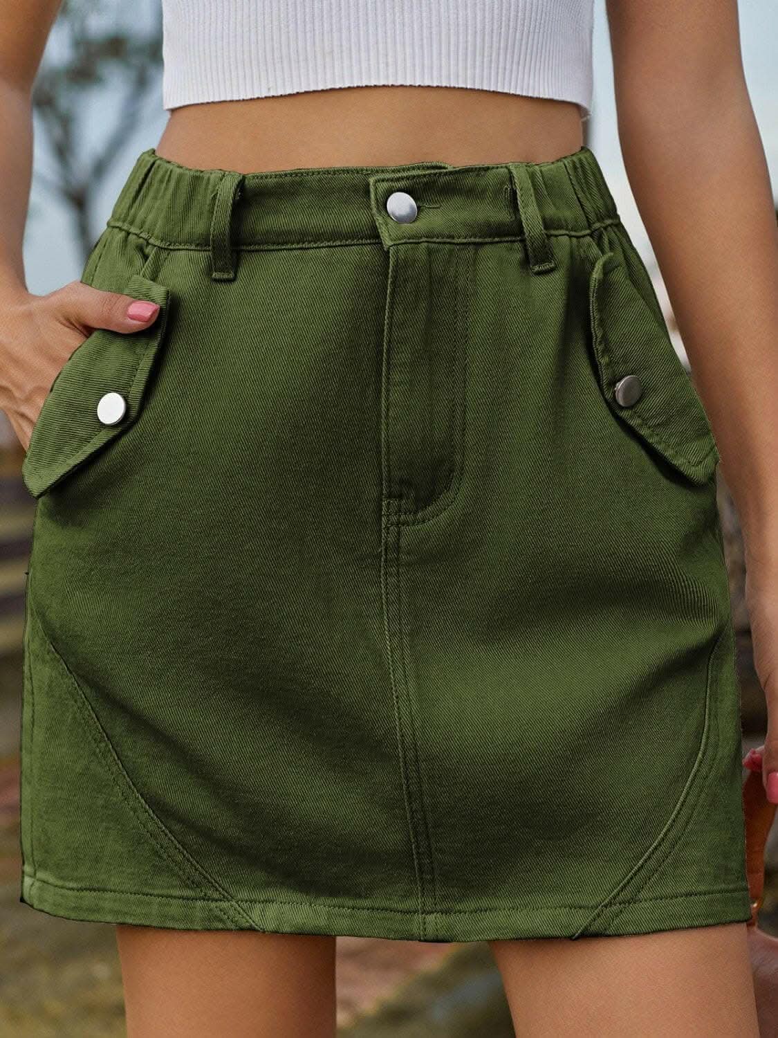 Stylish Women's Denim Mini Skirt with Pockets - Trendy High Waist Short Denim Skirt for Casual Outfits, Summer Dresses & Streetwear Fashion