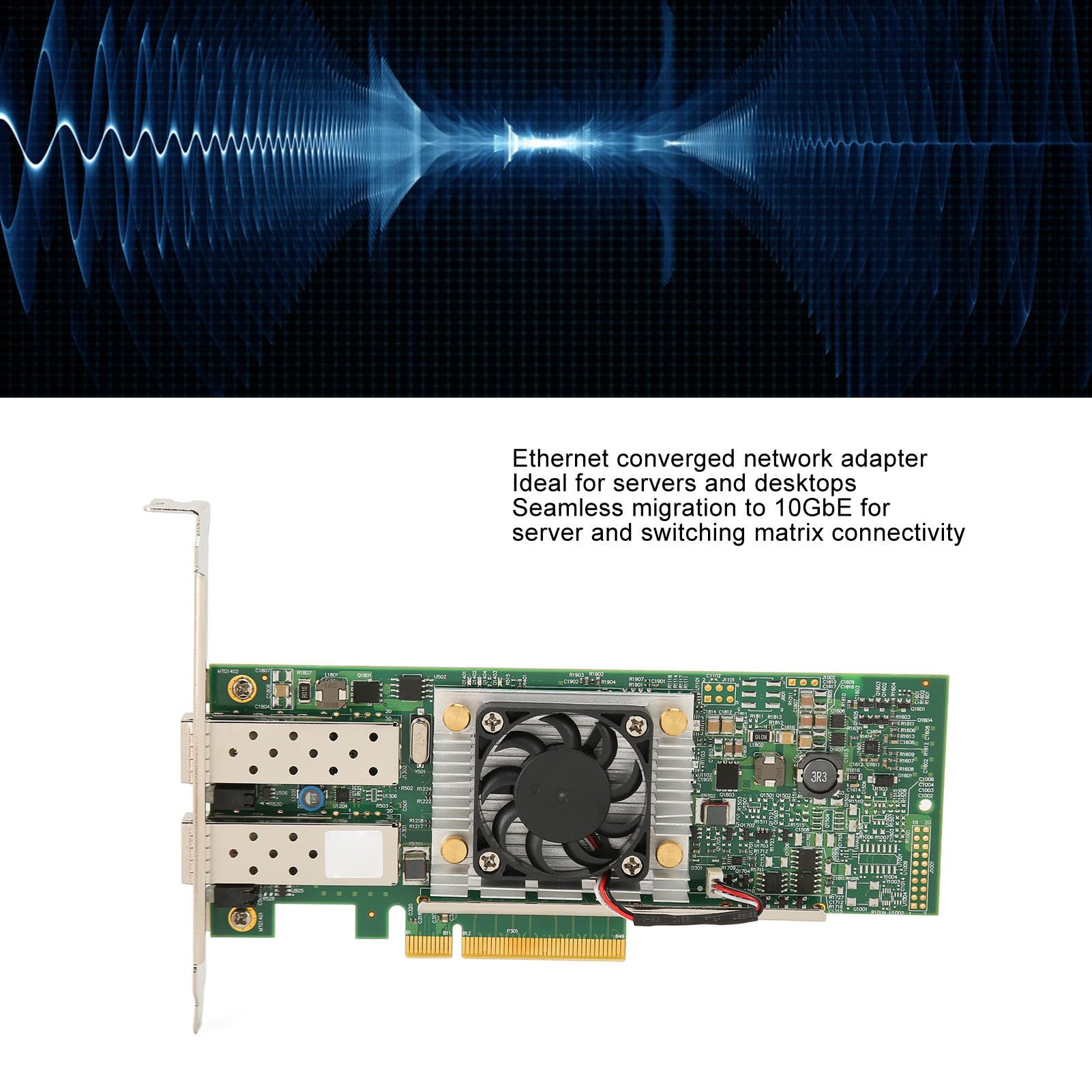 10GB Dual Port SFP PCIe X8 Ethernet Converged Network Adapter with Cooling Fan - High Speed Multifunction Server Network Card for Data Centers, Cloud Computing & Enterprise Networks