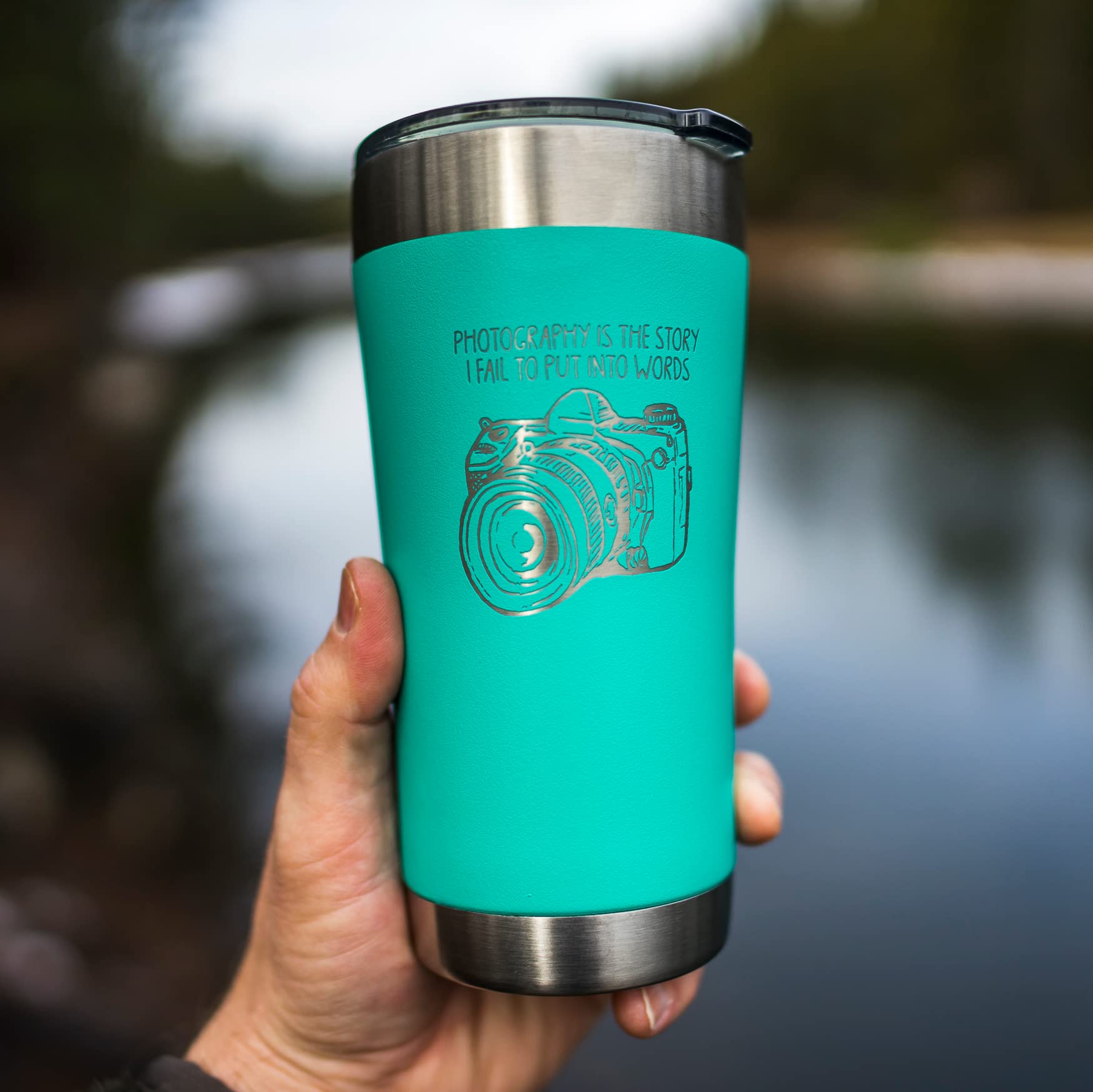 20 oz Vacuum Insulated Stainless Steel Tumbler with Lid - Double Wall Travel Mug, Custom Laser Engraving Options (Aqua) - Perfect for Coffee, Tea & Cold Drinks On The Go, Office & Outdoor Adventures