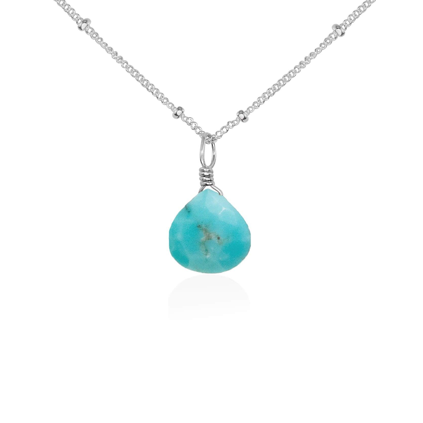 Tiny Turquoise Teardrop Crystal Pendant Necklace - Elegant Dainty Jewelry for Women, Perfect for Everyday Wear, Parties & Gifts