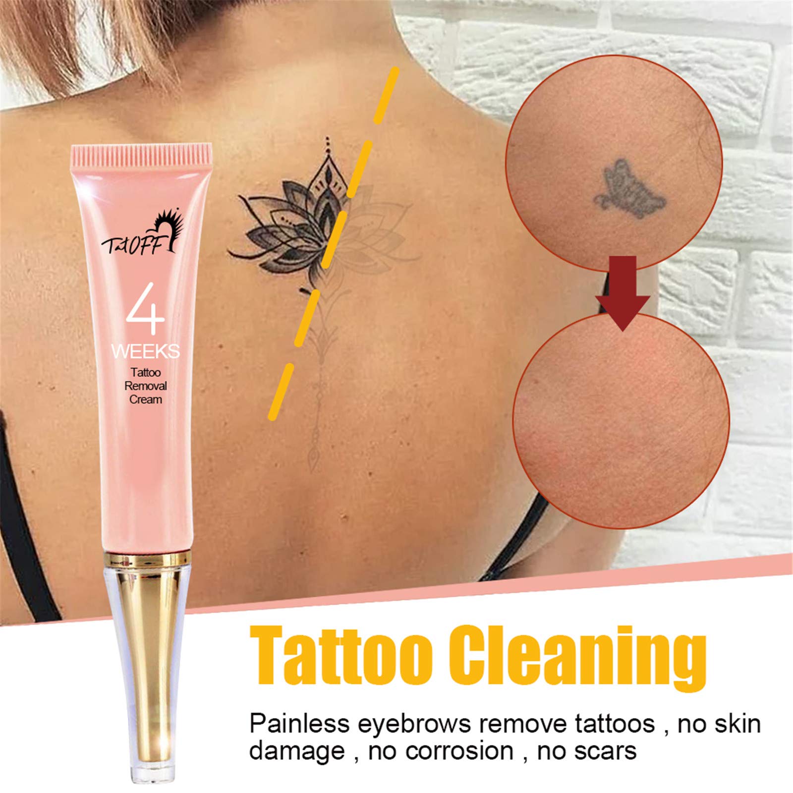 YONGFU 4 Weeks Tattoo Removal Cream - Permanent Tattoo Remover Gel for Colored & Black Ink, Safe Skin Fading Treatment with Moisturizing Formula (1PC) - Ideal for Tattoo Regret Removal & Pre-Employment Tattoo Cover-Up