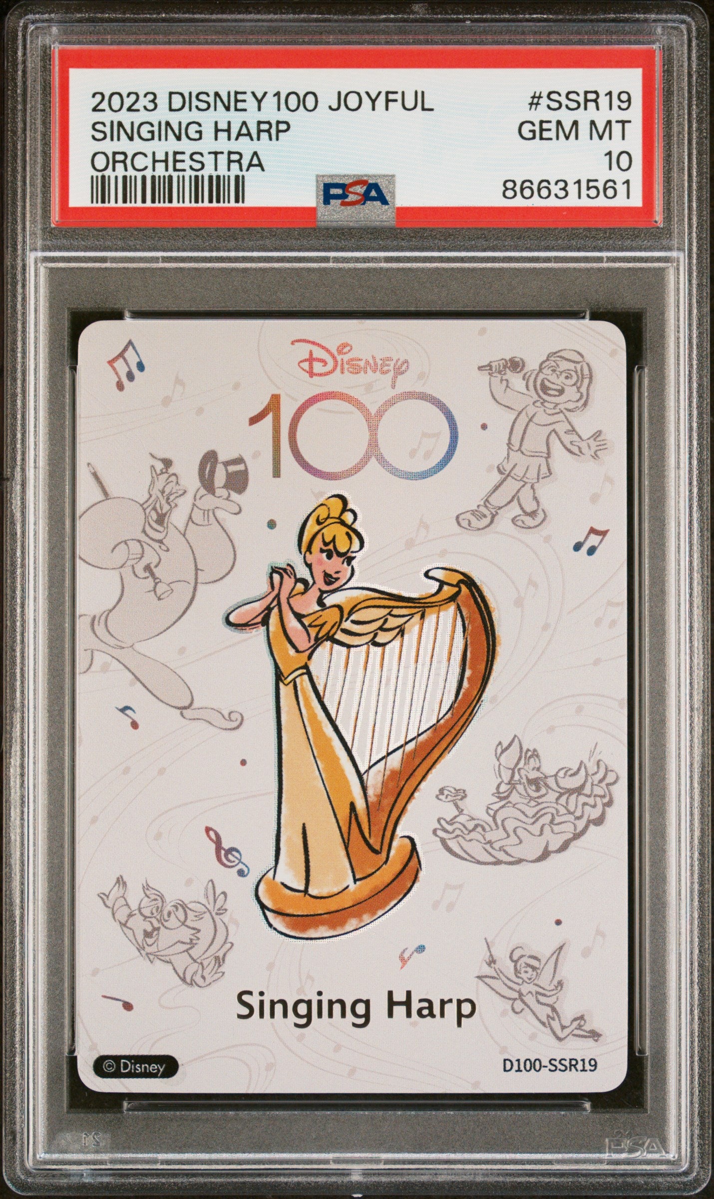 2023 Disney 100 Joyful Orchestra Singing Harp SSR19 PSA 10 Graded Card - Fun Collectible for Disney Fans, Perfect for Display & Gifting