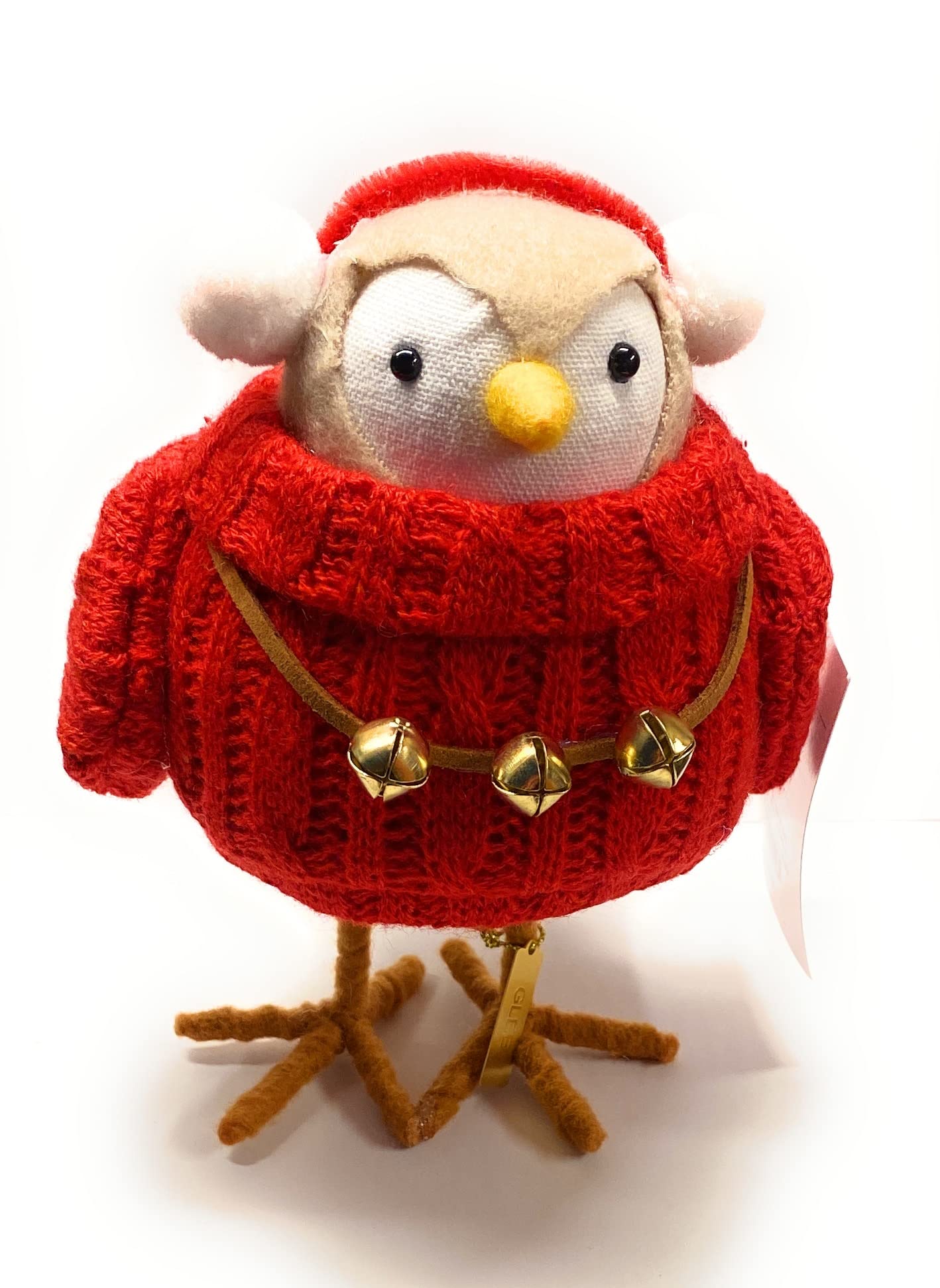 Wondershop Fabric Bird - Red Series: Glee - Red Sweater with Jingle Bells | Christmas Decoration, Holiday Home Decor, Festive Gift for Bird Lovers