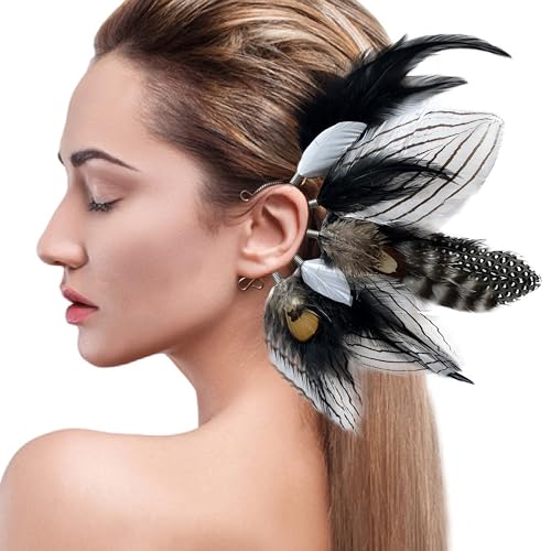 black and white feathers#left