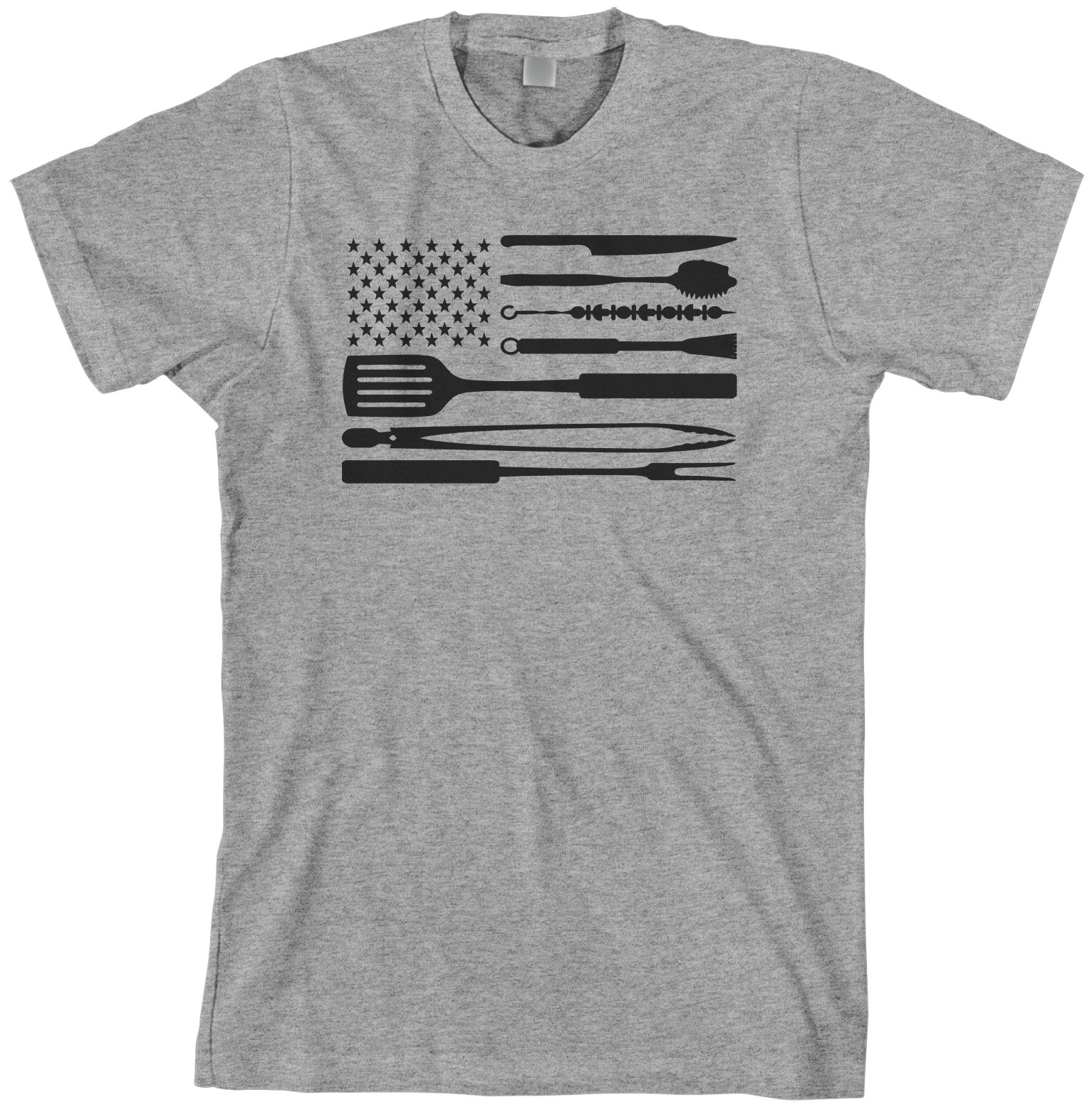 Threadrock Men's BBQ Grilling Tools American Flag Graphic T-Shirt - Patriotic Outdoor Cooking & Grilling Apparel for 4th of July, Memorial Day, and Backyard Parties