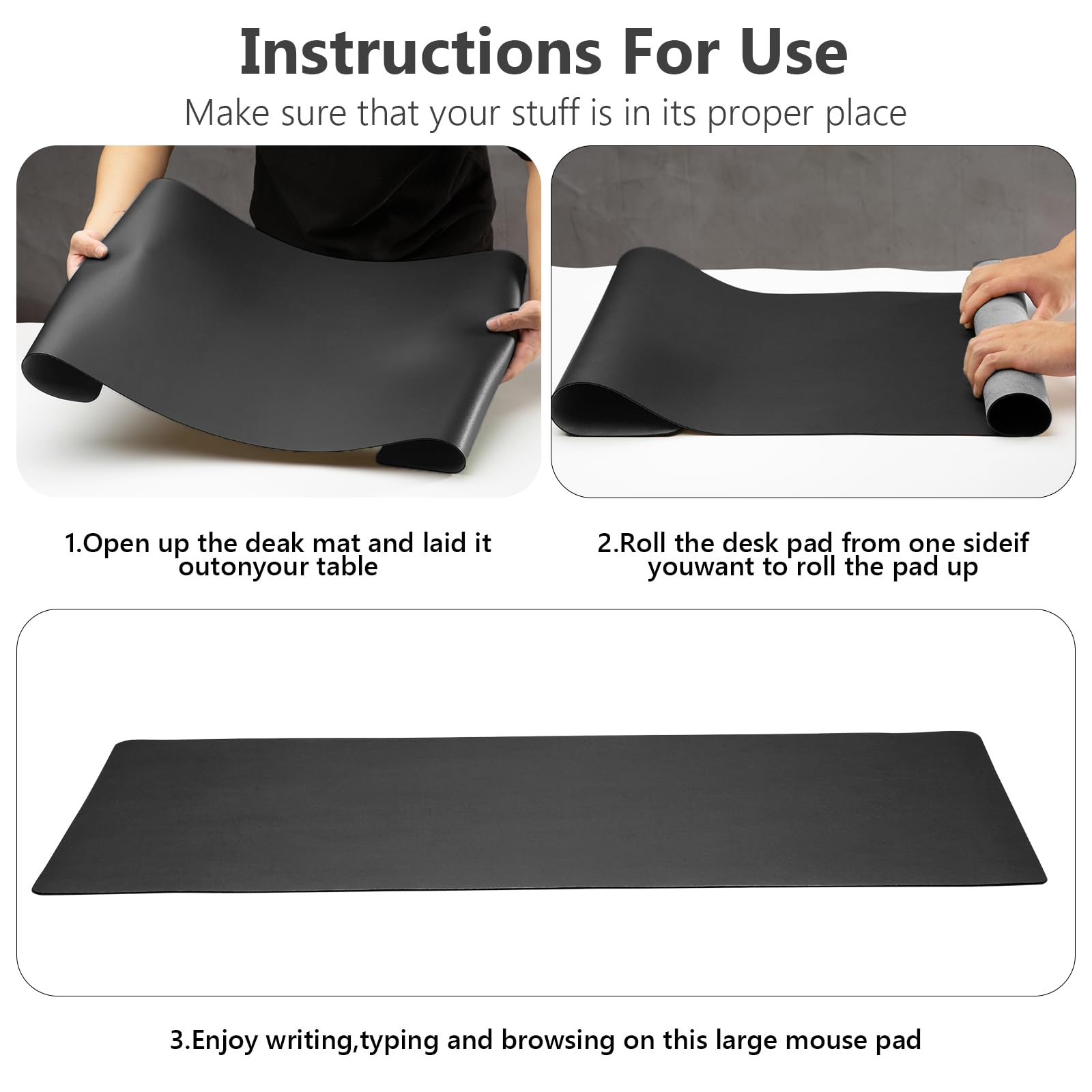 Premium PU Leather Desk Blotter - Non-Slip Keyboard & Mouse Pad Protector (31.5