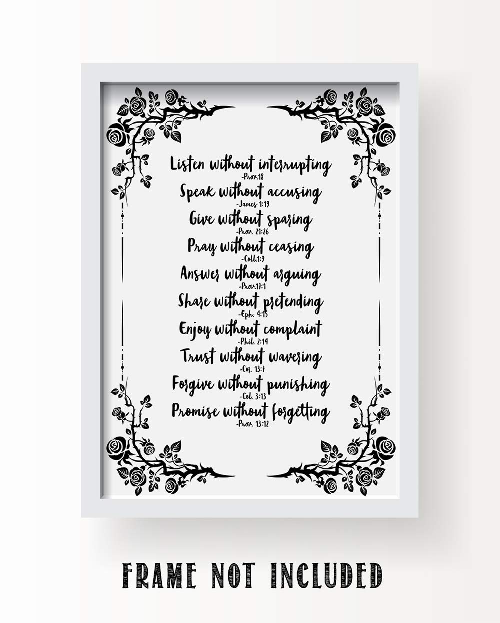 Marriage Rules Bible Quote Wall Art - Inspirational Christian Scripture Prints for Home & Office - Black and White Religious Decor for Women - Perfect for Wedding Gifts, Bedroom & Faith-Based Spaces
