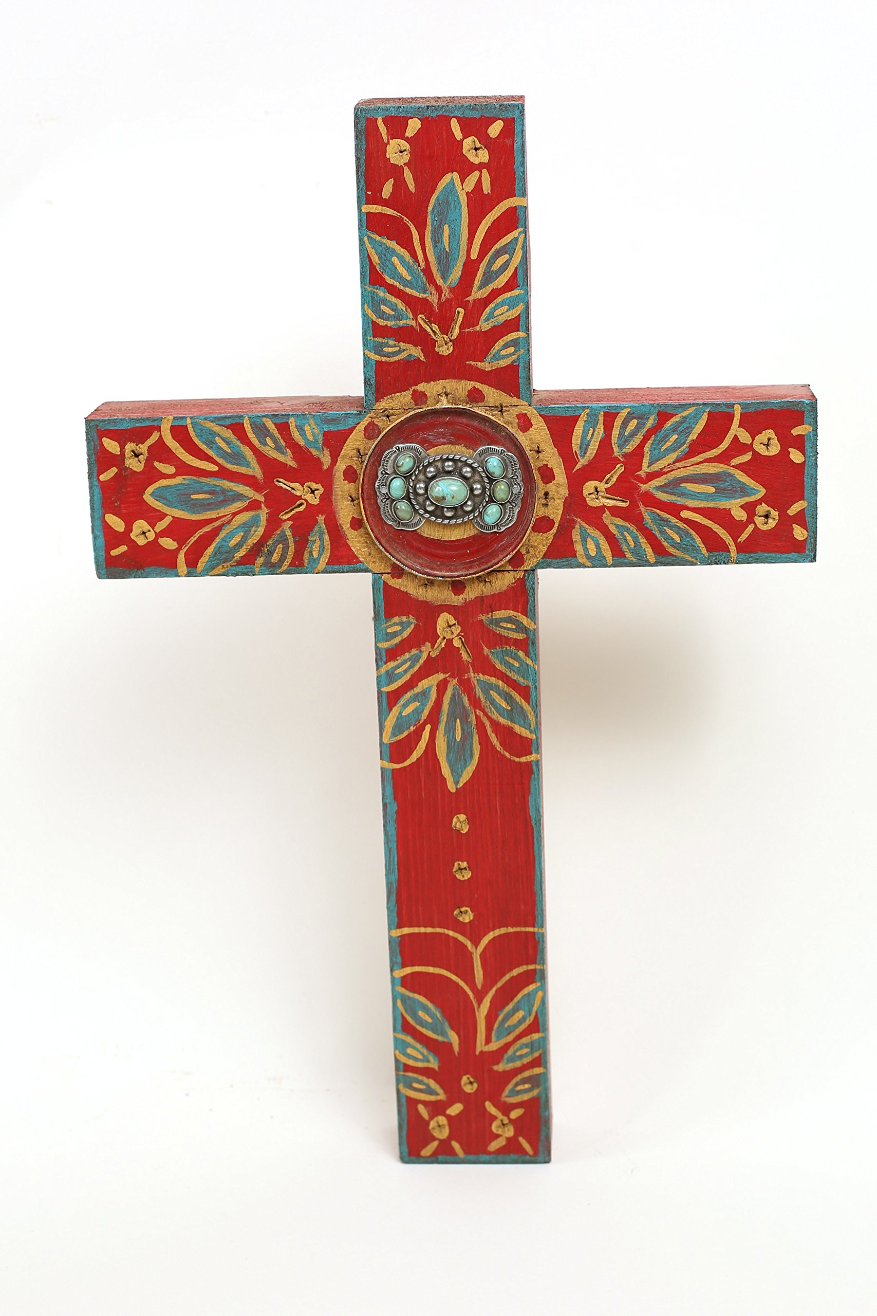 Handmade Red Concho Cross Pendant - Western Style Jewelry for Necklaces, Cowboy Boots & Hat Decor - Perfect for Gifts, Rodeo Events & Southwestern Fashion