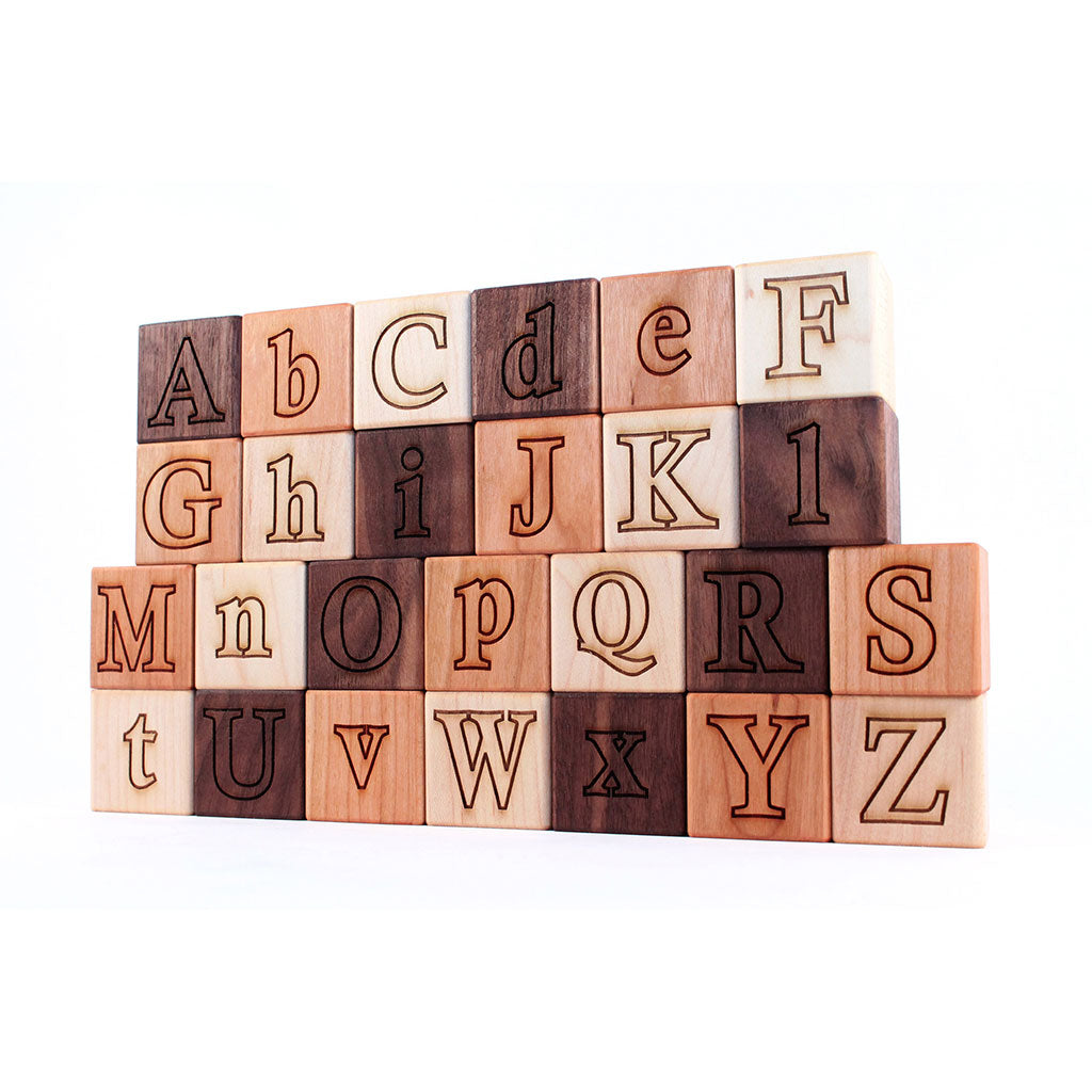 26 Piece Wooden Alphabet Blocks Set - ABC Learning Toys for Toddlers - Perfect for Preschool Education, Early Childhood Development & Fun Playtime Activities