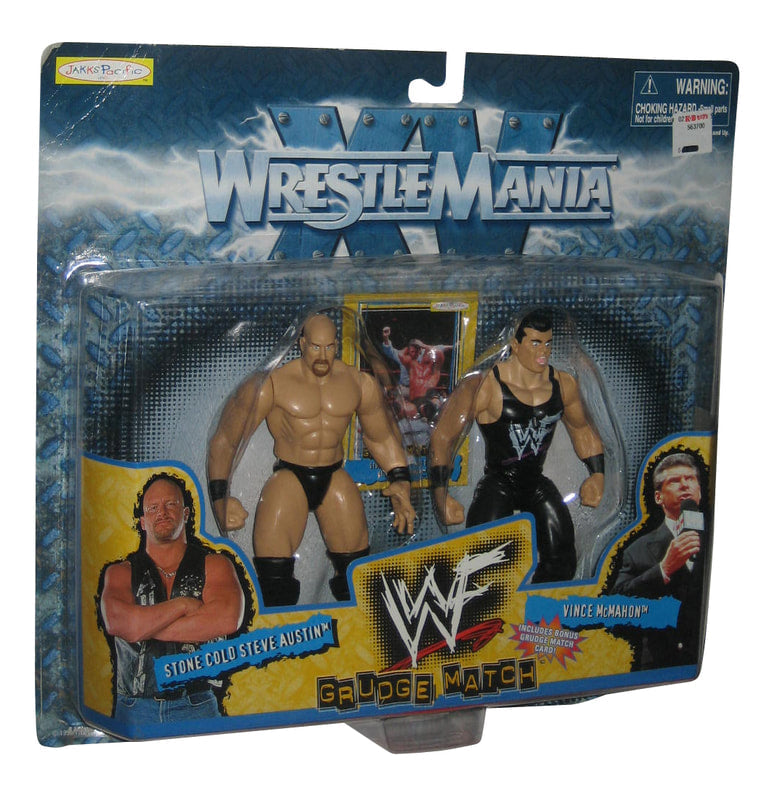 WWF Jakks Pacific Grudge Match Action Figure - Stone Cold Steve Austin vs. Vince McMahon (1999 Edition) | Collectible Wrestling Toys for Fans & Display