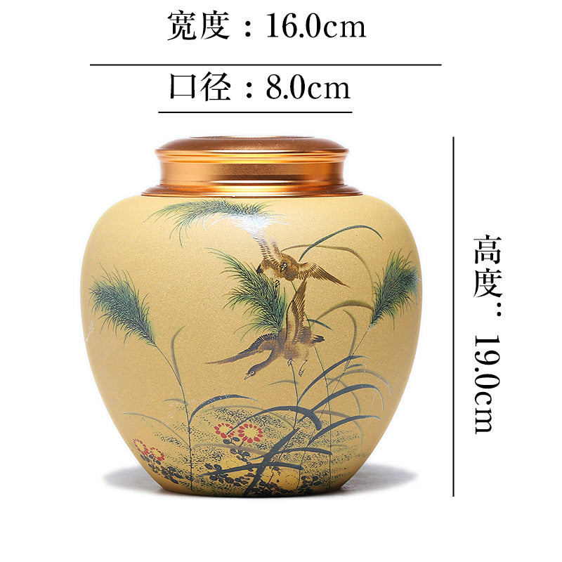 Premium Yixing Zisha Tea Caddy - Medium Size (Holds 500g Loose Leaf Tea) | Airtight Chinese Clay Tea Storage Container for Pu-erh, Oolong & Black Tea | Perfect for Tea Enthusiasts & Home Brewing