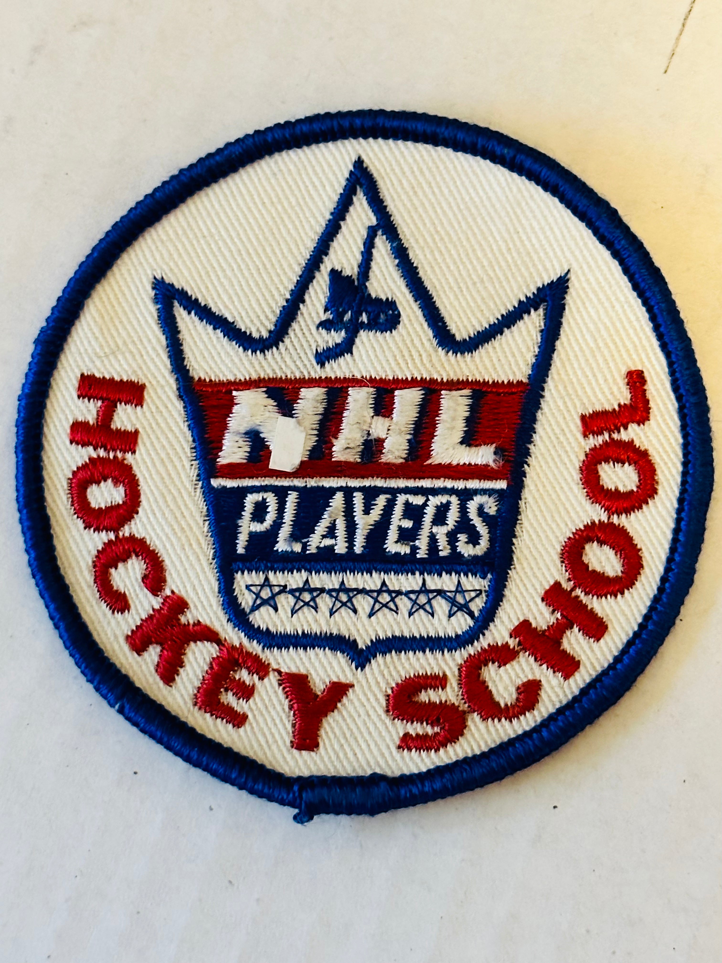 Vintage 1970s Hockey School Embroidered 3x3 Patch - Perfect for Jackets, Jeans & Backpacks | Retro Sports Memorabilia Collectible