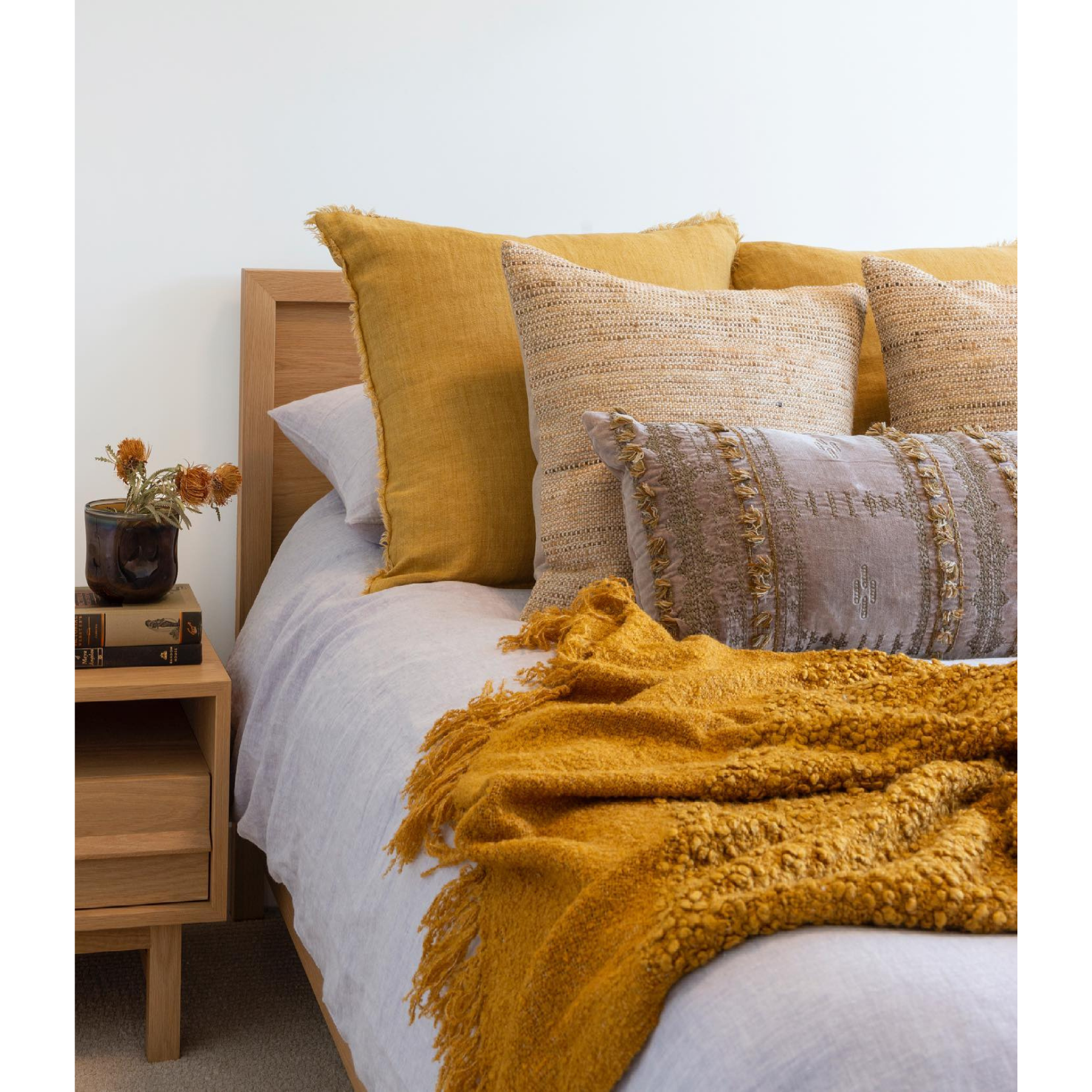 Cambri Honey Linen Pillow - 100% Natural Linen Pillow Cover for Bedroom, Breathable & Hypoallergenic - Perfect for Side Sleepers, Back Pain Relief & Home Decor