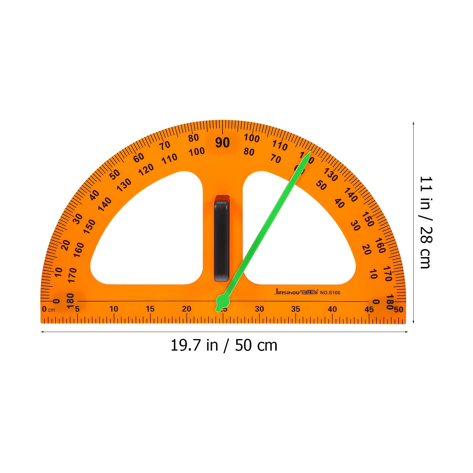 Kisangel Magnetic Math Protractor - Plastic Angle Measurement Tool for Geometry Classroom Teaching, Blackboard Drawing with Detachable Handle | Perfect for Teachers, Students & Engineers (Whiteboard, Drafting, STEM Education)