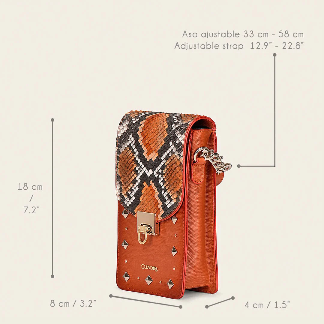 BOD38PI Women's Orange Casual Fashion Python Smartphone Wallet Bag - Perfect for Everyday Use, Shopping & Travel