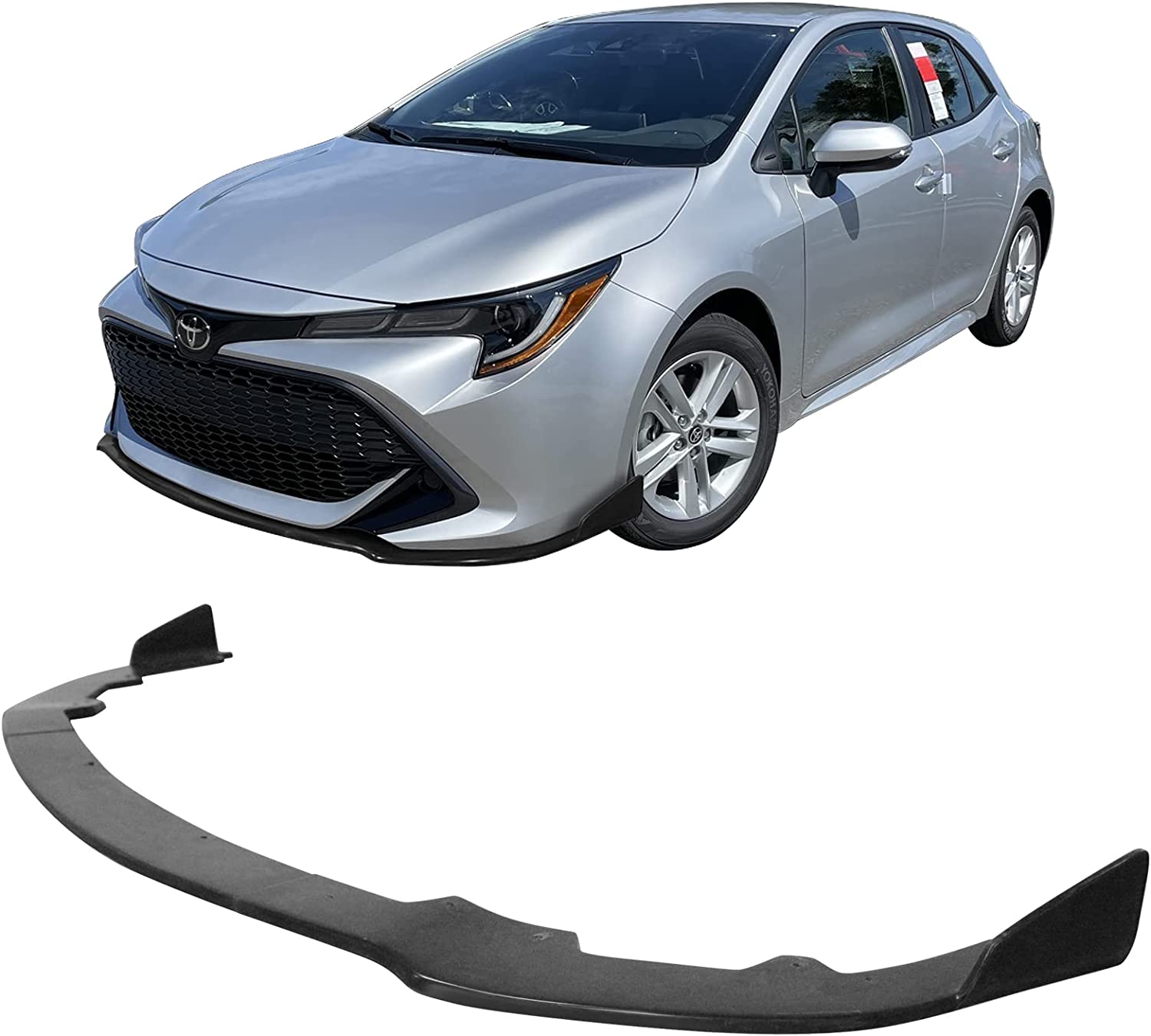 2019-2022 Toyota Corolla Hatchback Front Bumper Lip Spoiler - TS Style Unpainted Black 3-Piece Set (Not for Sedan) | Aggressive Look & Enhanced Aerodynamics for Street Racing & Car Shows