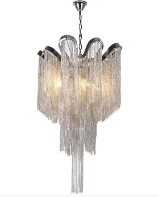 Elegant Aluminum Fringed Chandelier - Timeless Modern Lighting Fixture for Dining Room, Bedroom & Living Room Decor