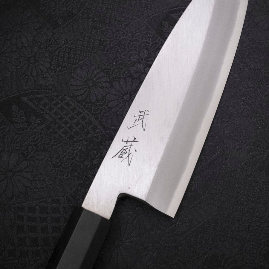 Premium Santoku Knife 180mm - Single-Edged White Steel #2 with Kasumi Finish & Buffalo Ebony Handle - Ideal for Sushi, Vegetables, and Precision Kitchen Tasks
