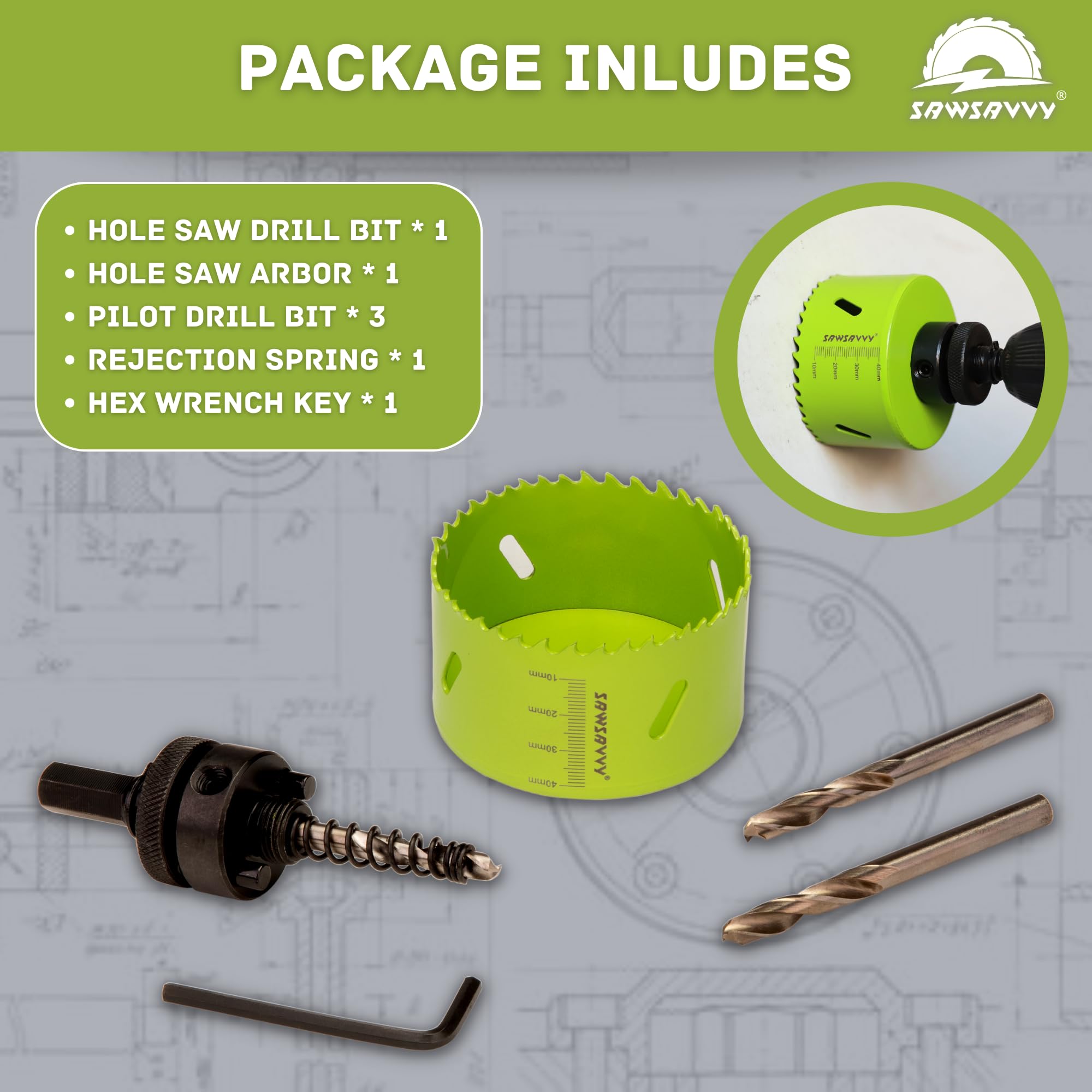4 Inch Bi-Metal Hole Saw for Wood, Metal & Drywall - Hex Shank Drill Bit for DIY & Construction