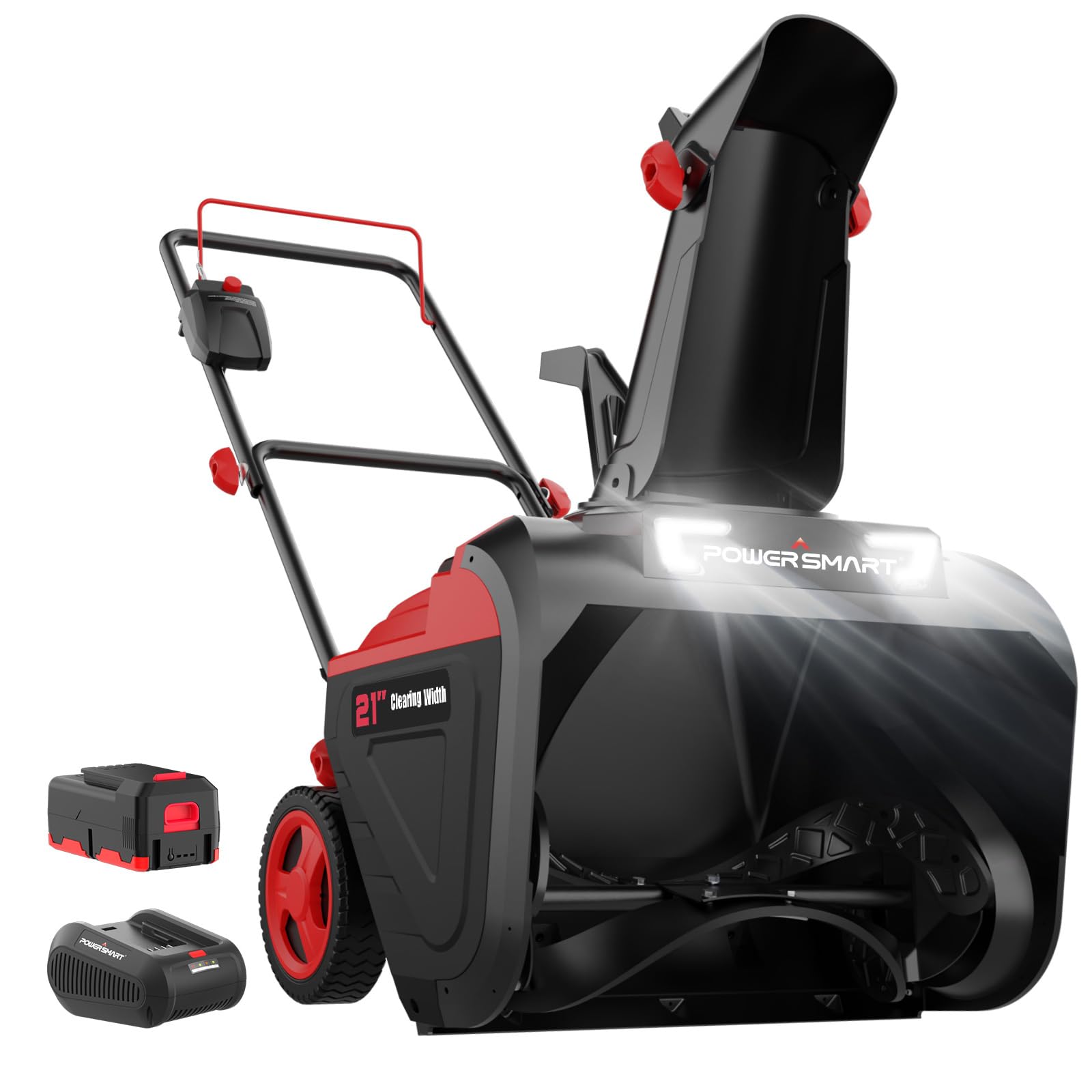 PowerSmart 40V Cordless Snow Blower - 21 Inch Battery Powered Snow Thrower with Included Battery & Charger (Model HB2421) - Perfect for Driveways, Sidewalks & Winter Storm Cleanup