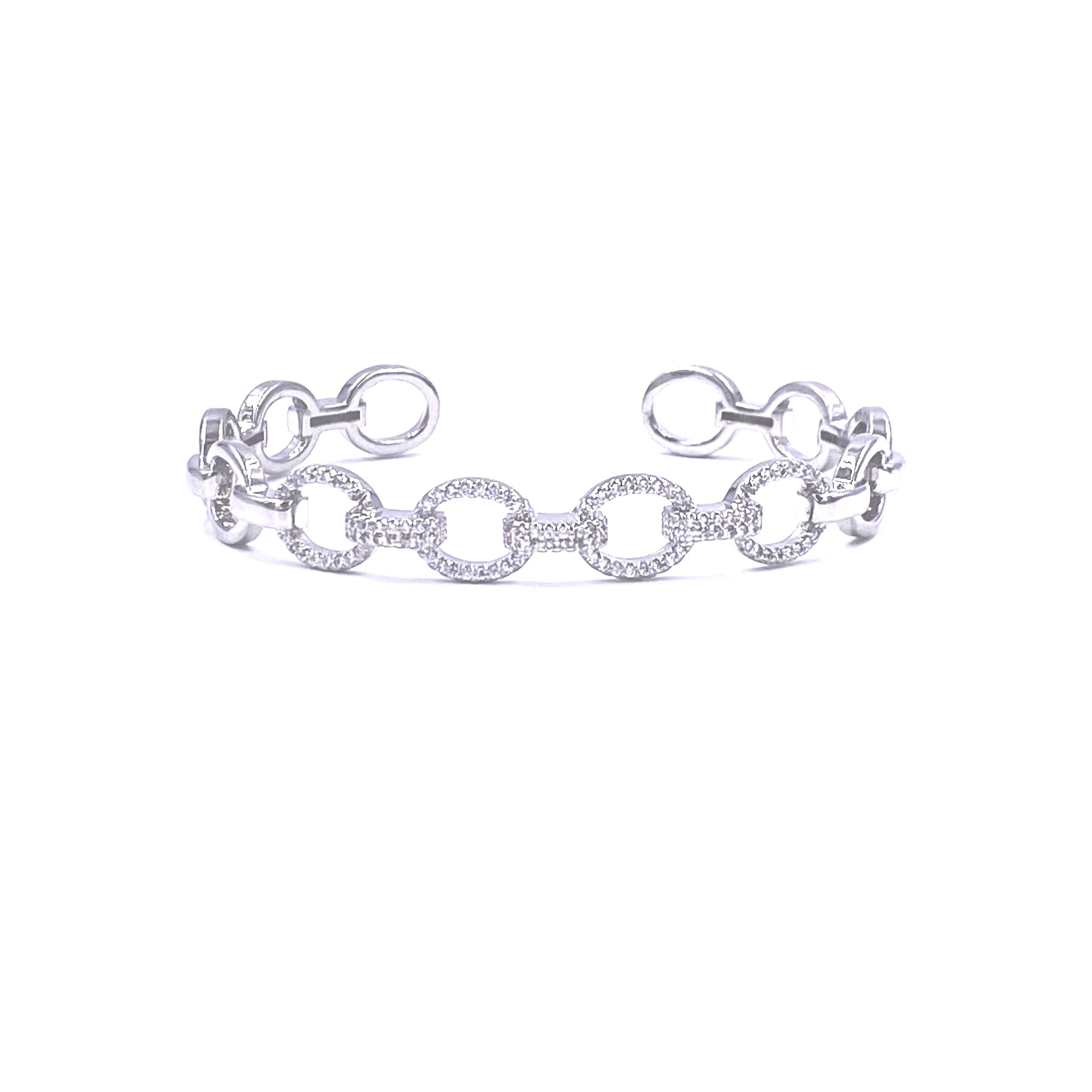 Ashley Gold Stainless Steel Round Link Chain Bracelet with CZ Encrusted Design - Elegant Jewelry for Women, Perfect for Parties, Weddings & Daily Wear